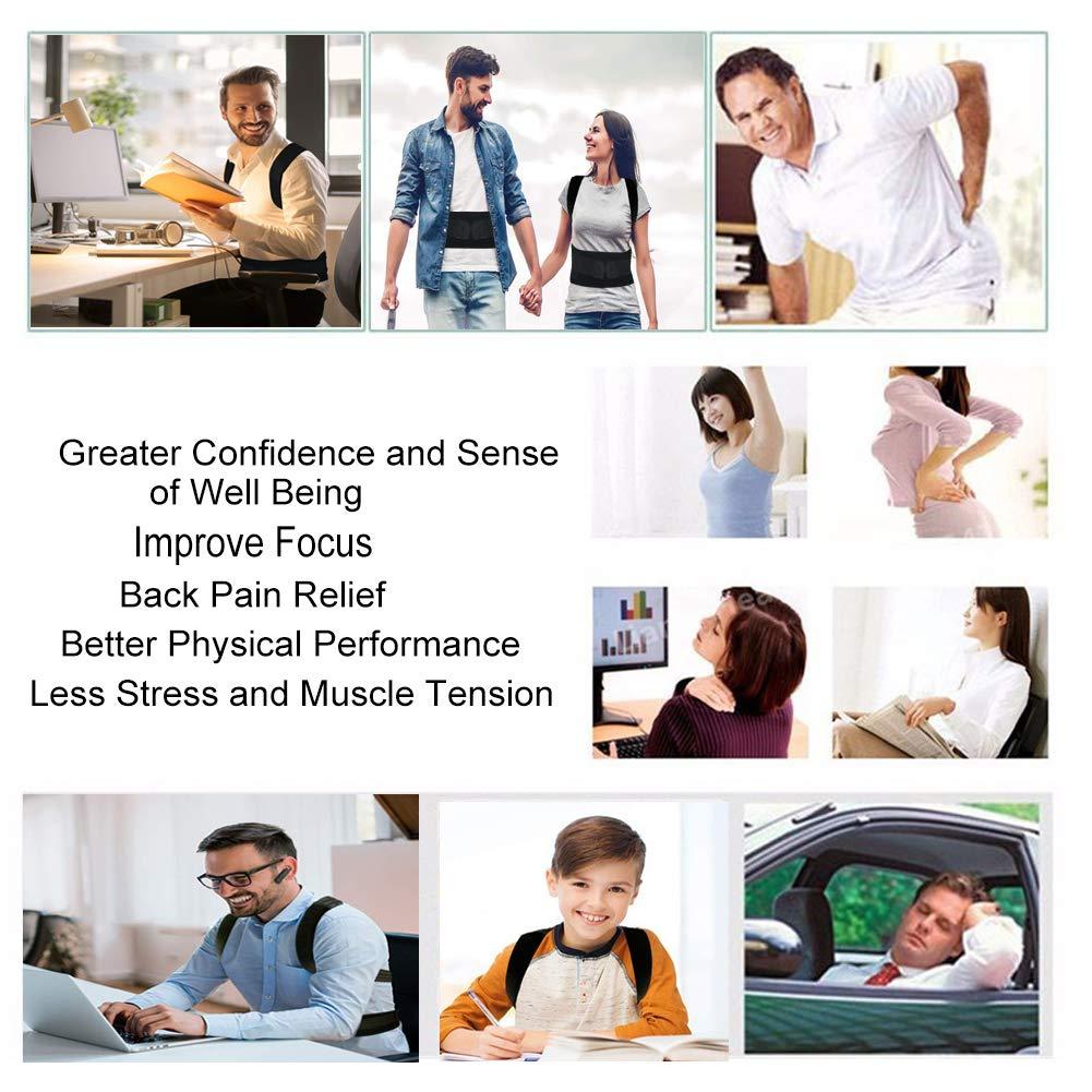 GZXISI Thoracic Back Brace Posture Corrector - Magnetic Support for Neck Shoulder Upper and Lower Back Pain Relief - Perfect Posture Brace for Cervical Lumbar Spine - Fully Adjustable Belt (Black, X-Large)