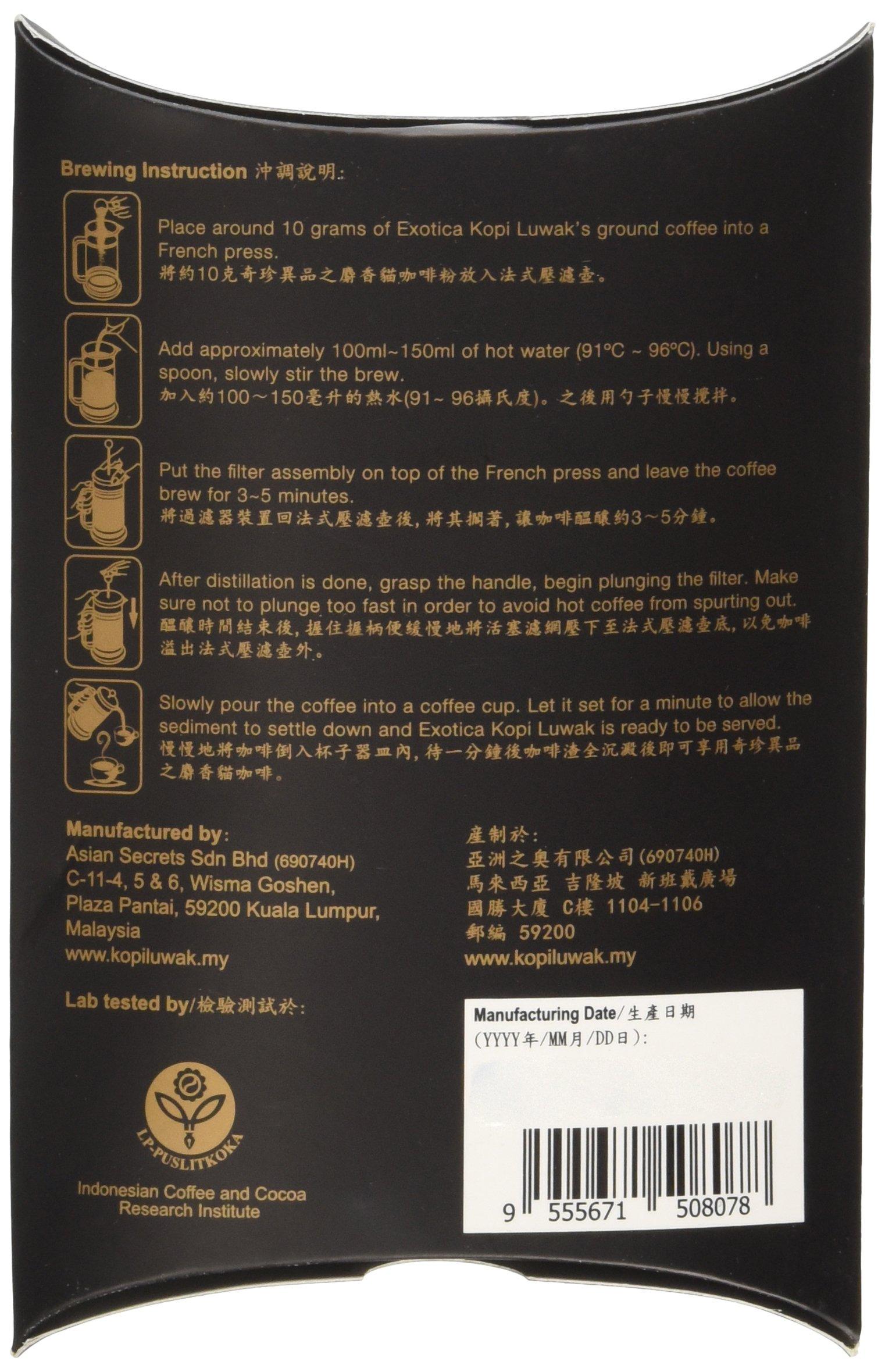 Apo Valley The World's Most Exclusive Coffee, 100% Genuine Kopi Luwak Specialty Arabica House Blend Ground Gourmet Coffee (10g sachet)