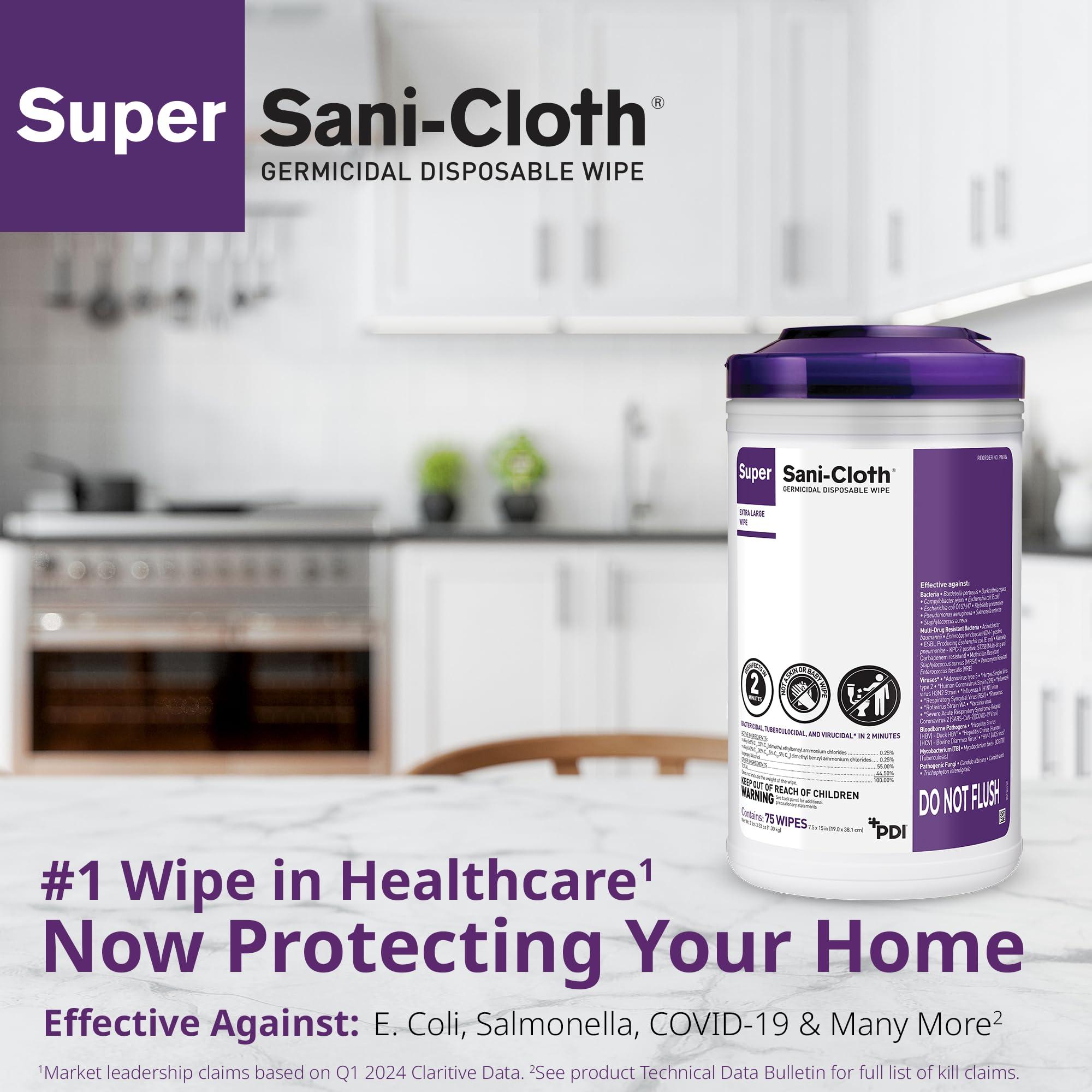 PDI Professional Disposables Surface Disinfectant Super Sani-Cloth Wipes, 160Count