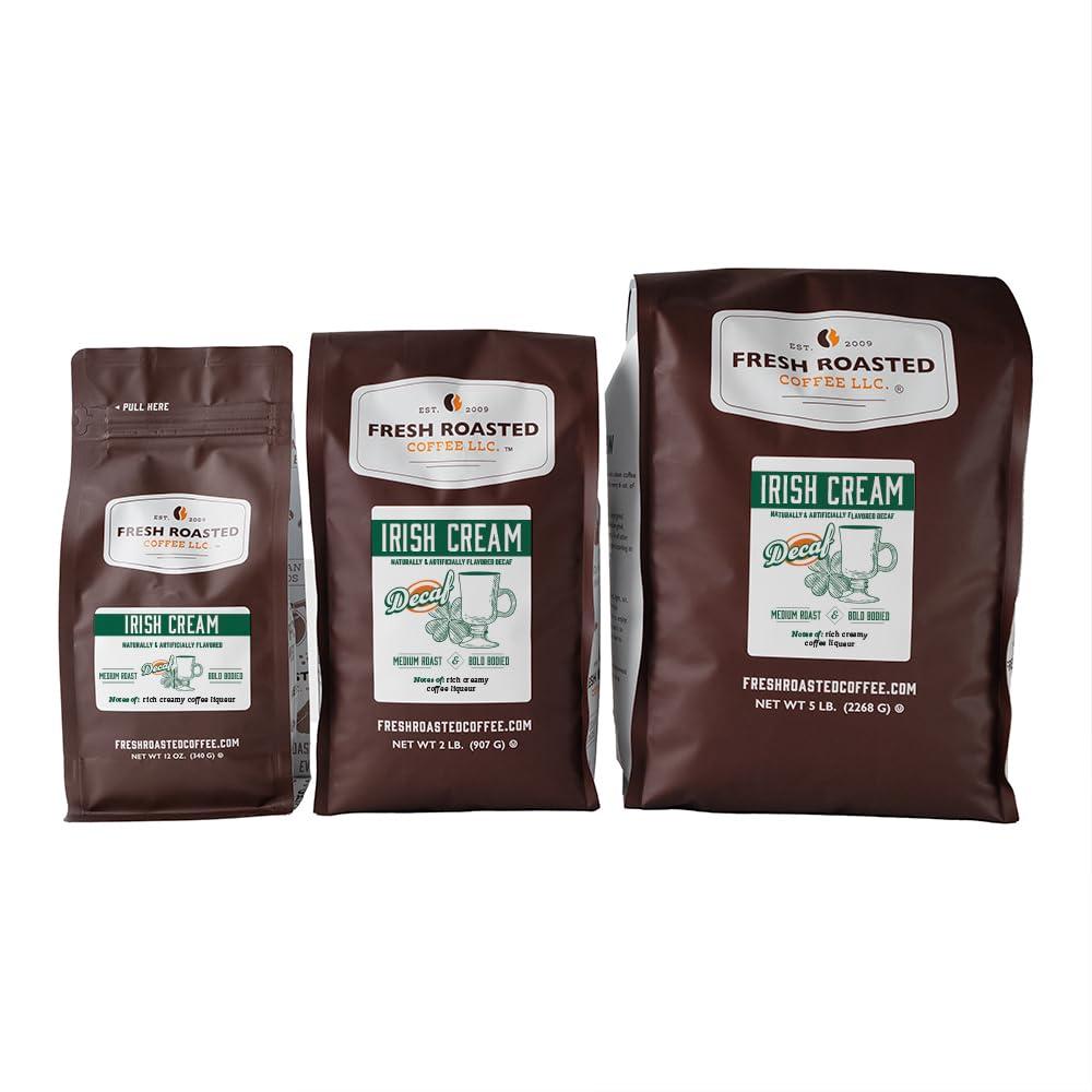 Fresh Roasted Coffee Fresh Roasted Coffee, Decaf Irish Crème Flavored Coffee, 2 lb (32 oz), Medium Roast, Kosher, Whole Bean