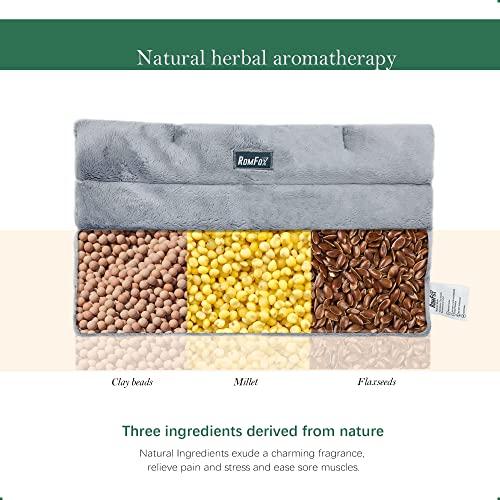 Romfox Romfox Microwavable Heating Pad for Pain Relief, Moist Heat for Menstrual Cramps, Muscles, Joints, Back, Neck and Shoulders, Heat Compress Pillow, for Both Hot and Cold Therapy (Grey - Unscented)