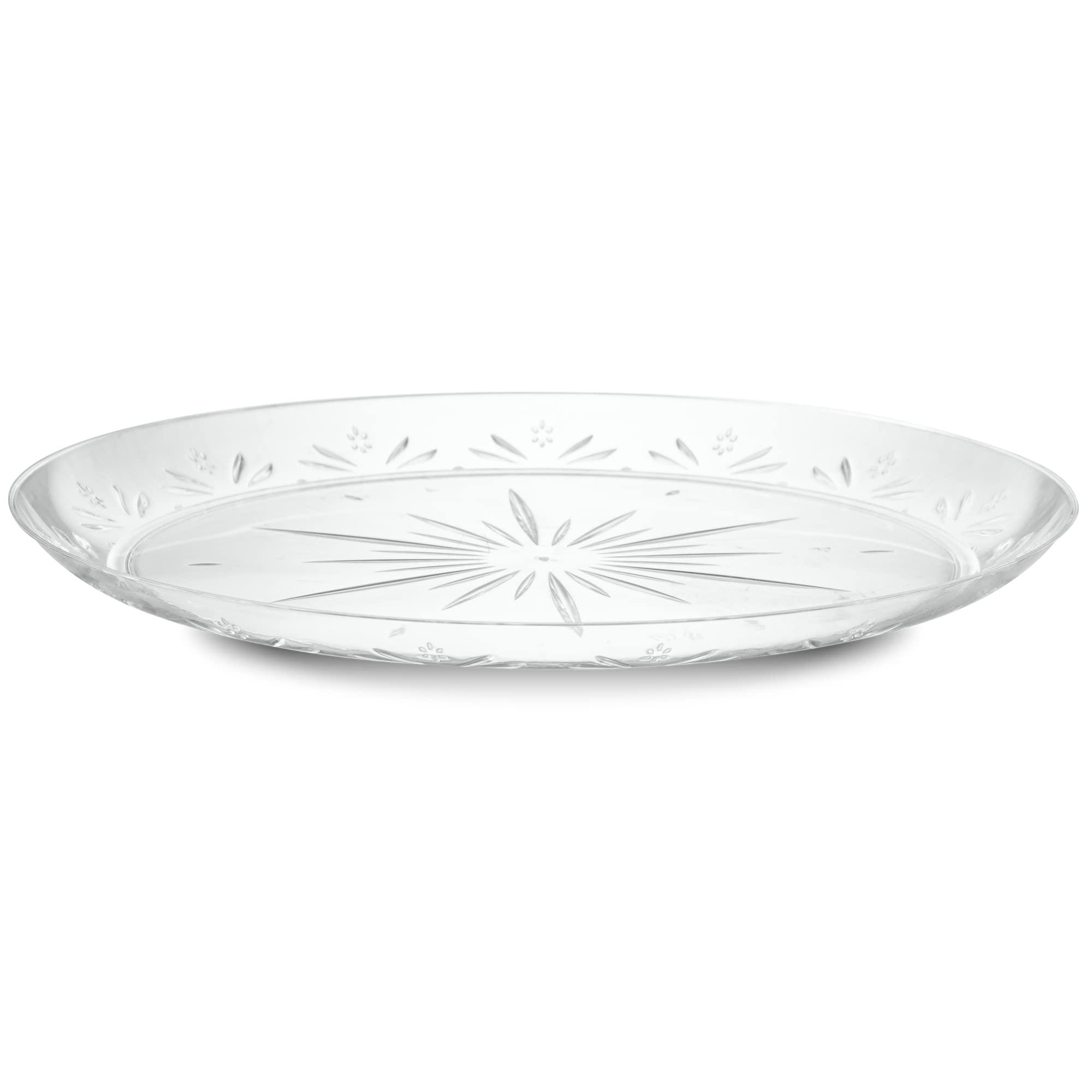 PLASTICPRO PLASTICPRO 10\'\' inch Premium Extra large Heavy Weight Crystal Clear Disposable Plastic Dinnerware Party Plates or Platter Pack of 40