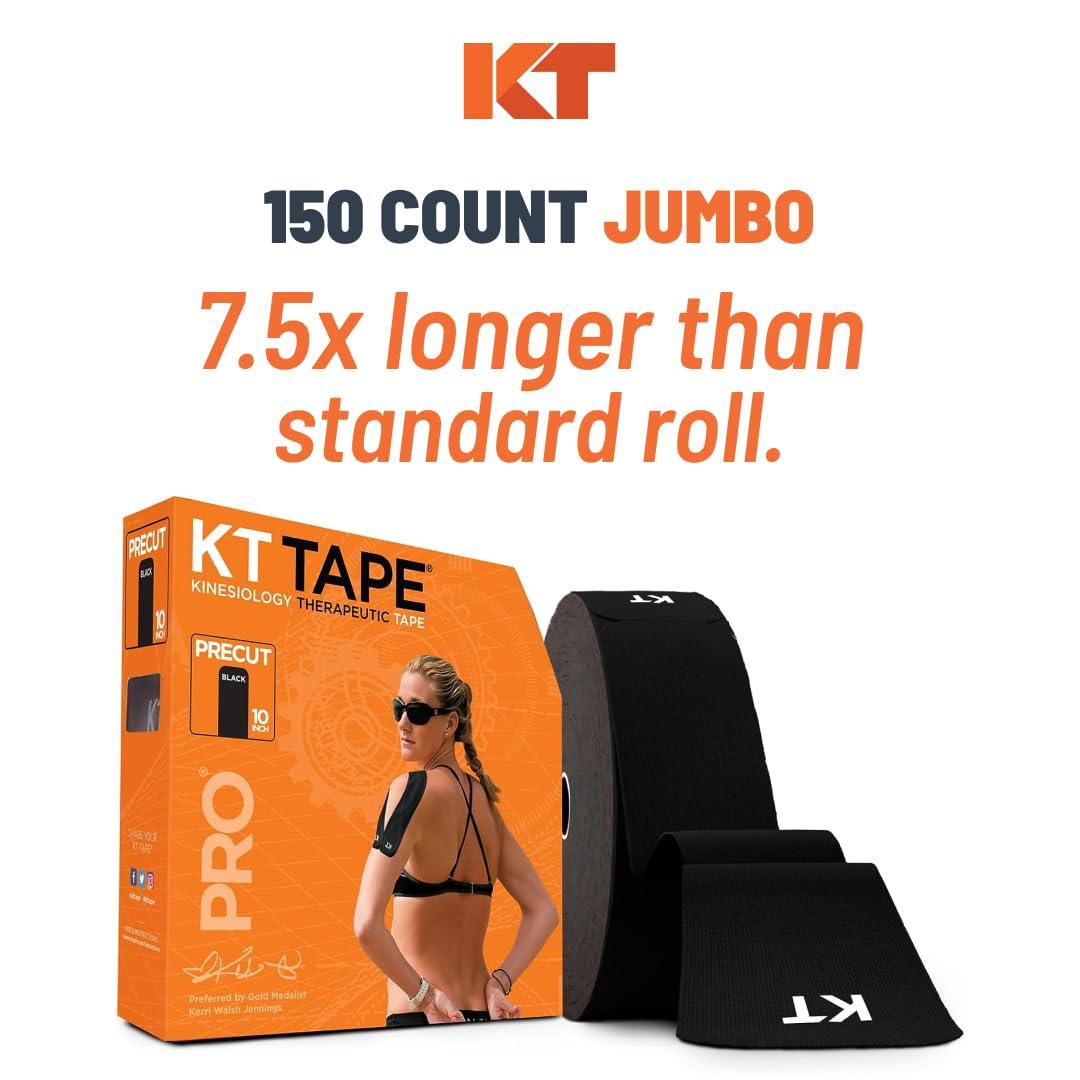 KT Tape KT Tape, Pro Synthetic Kinesiology Athletic Tape, 150 Count, 10\" Precut Strips, Laser Blue