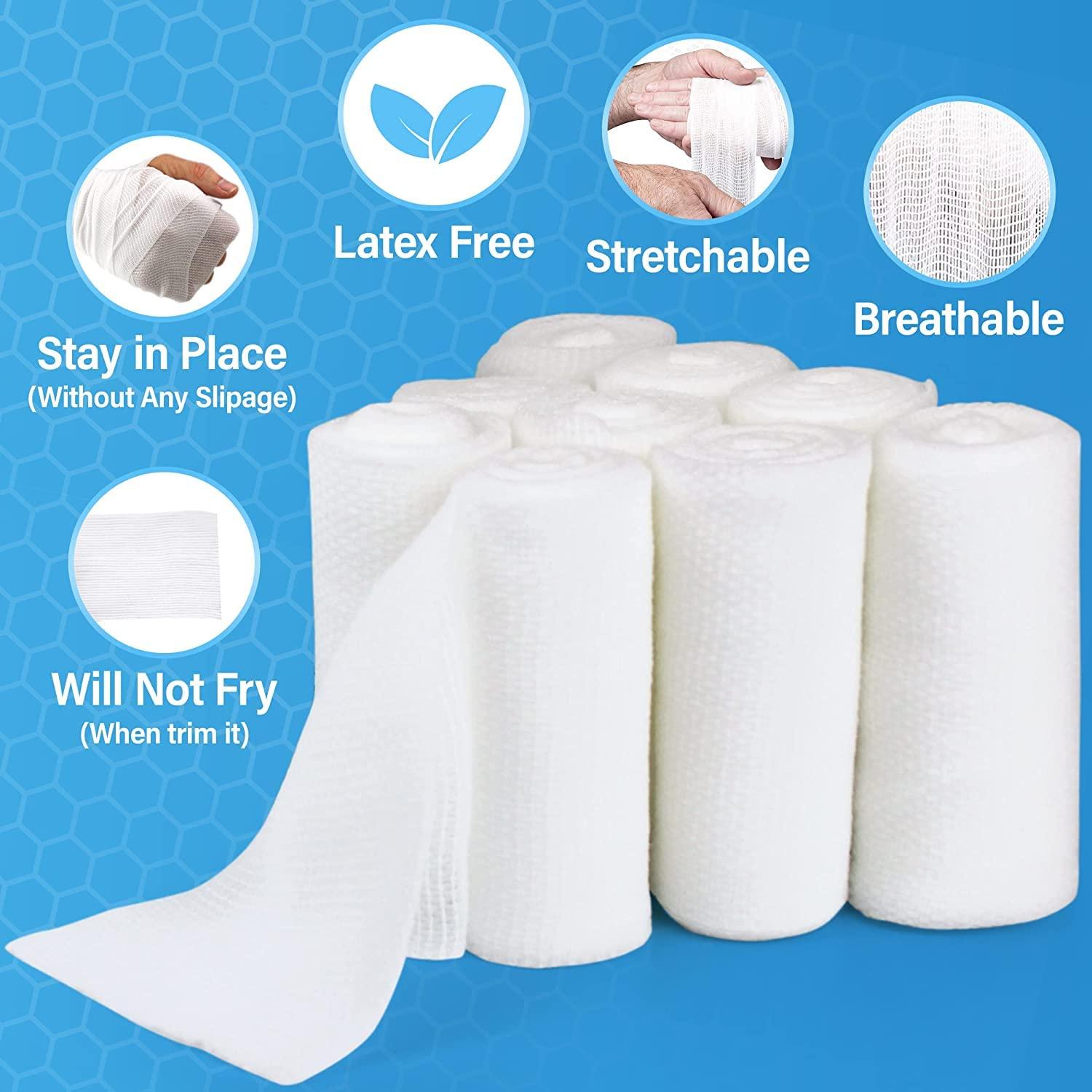 Affordtex Gauze Rolls Rolled Gauze- Medical Tape Included - Flexible, Stretchable 3 x 4.1 Yards Bandage Wrap for Wound Dressing 20 Rolls.