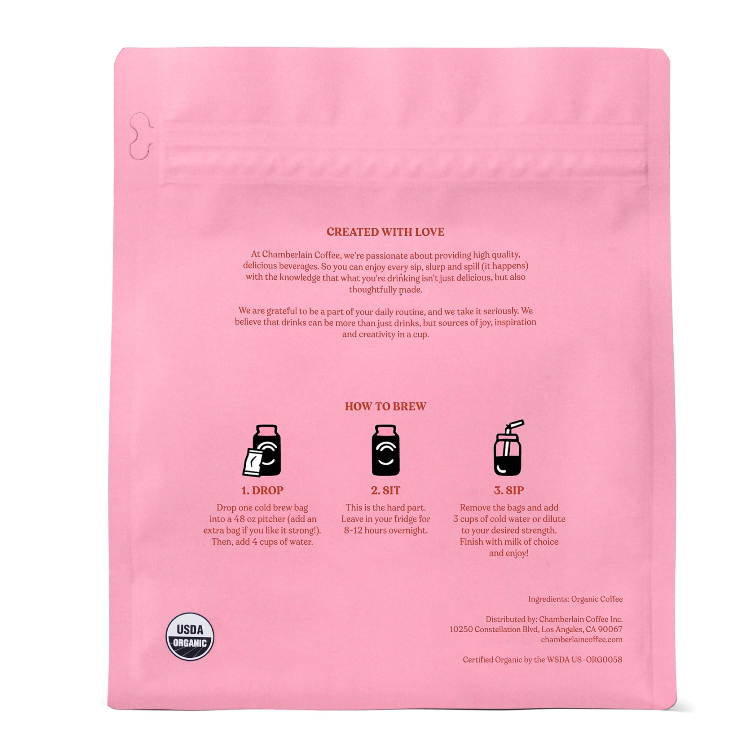 Chamberlain Coffee Chamberlain Coffee Fluffy Lamb Vanilla Cold Brew Bags - XL Cold Brew Bags - Premeasured, Ready to Brew, Cold Brew Coffee Packs - Contains 4 XL Cold Brew Bags, Makes 4 Cups of Coffee Per Bag