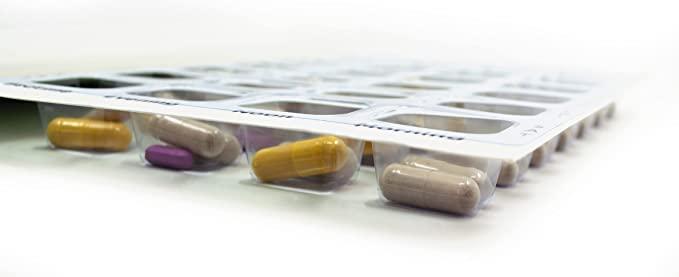 Medi-Aid 4 Times a Day Weekly XL Cold Seal Medication Blister Pack System Cards for Pills -One Piece Unit Dose Tri-Fold Booklet, Easy No Extra Equipment Needed, Just Fill and Seal (4X a Day Weekly - 100 Pack)