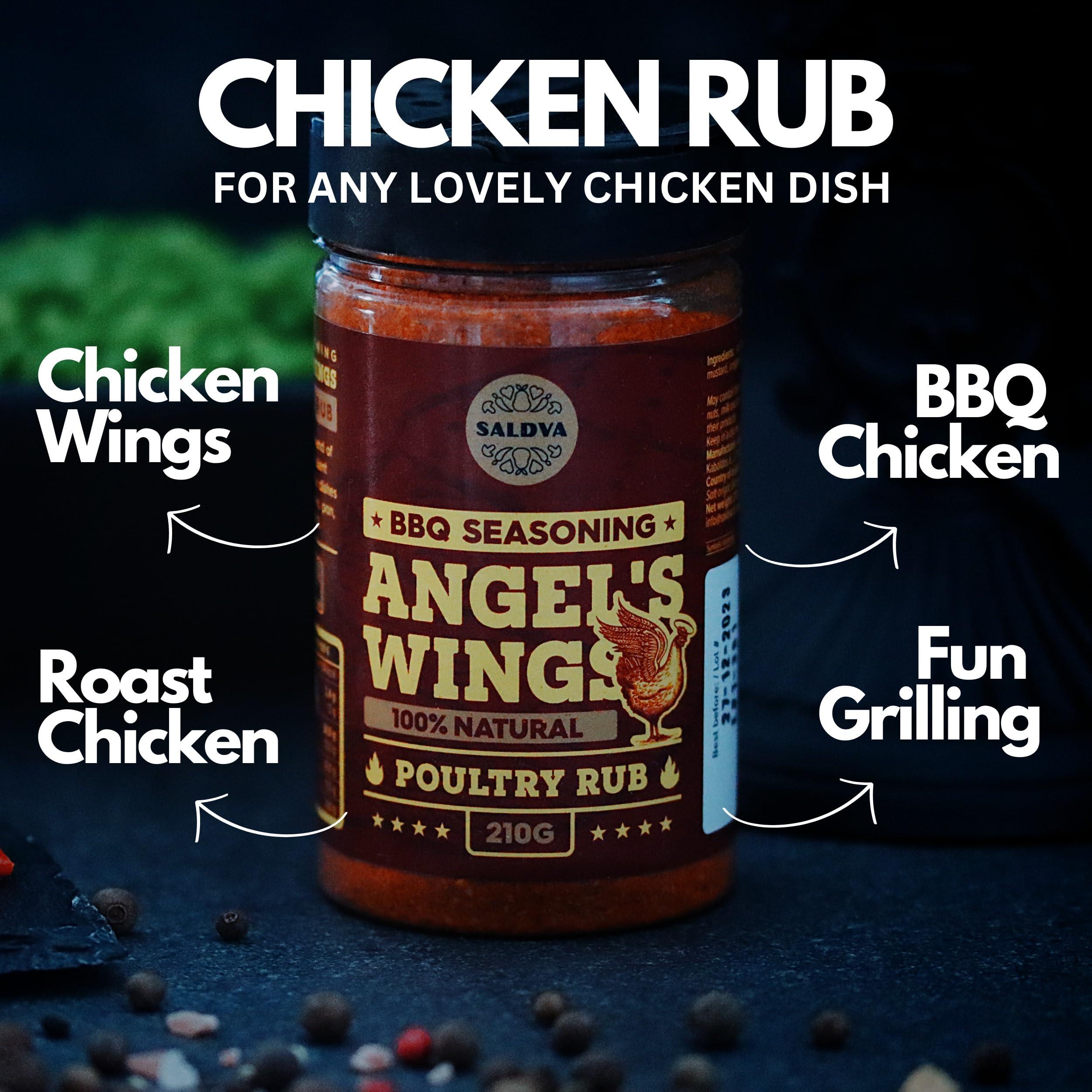 SALDVA Classic Selection of 3 Premium BBQ Rubs - Angel\'s Wings + Smoky Pig + Ultimate Rub - 100% Natural, Large Jars