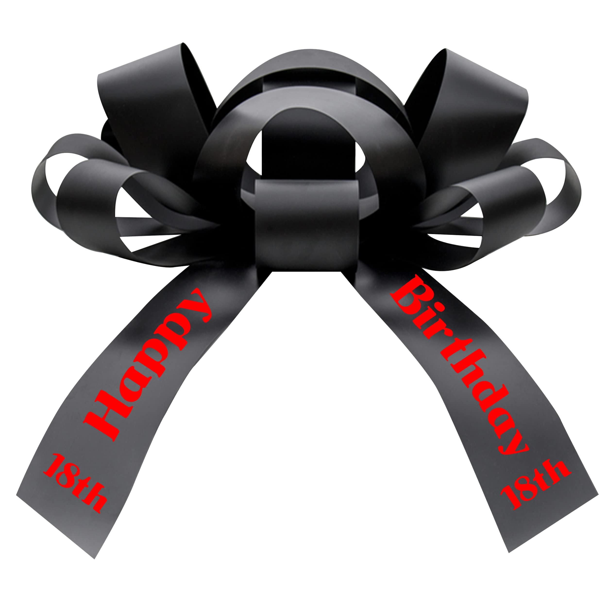 CarBowz Big Car Bow with Happy 18th Birthday Message, Celebrate Eighteen Giant Gift Bow Arrives Fully Assembled