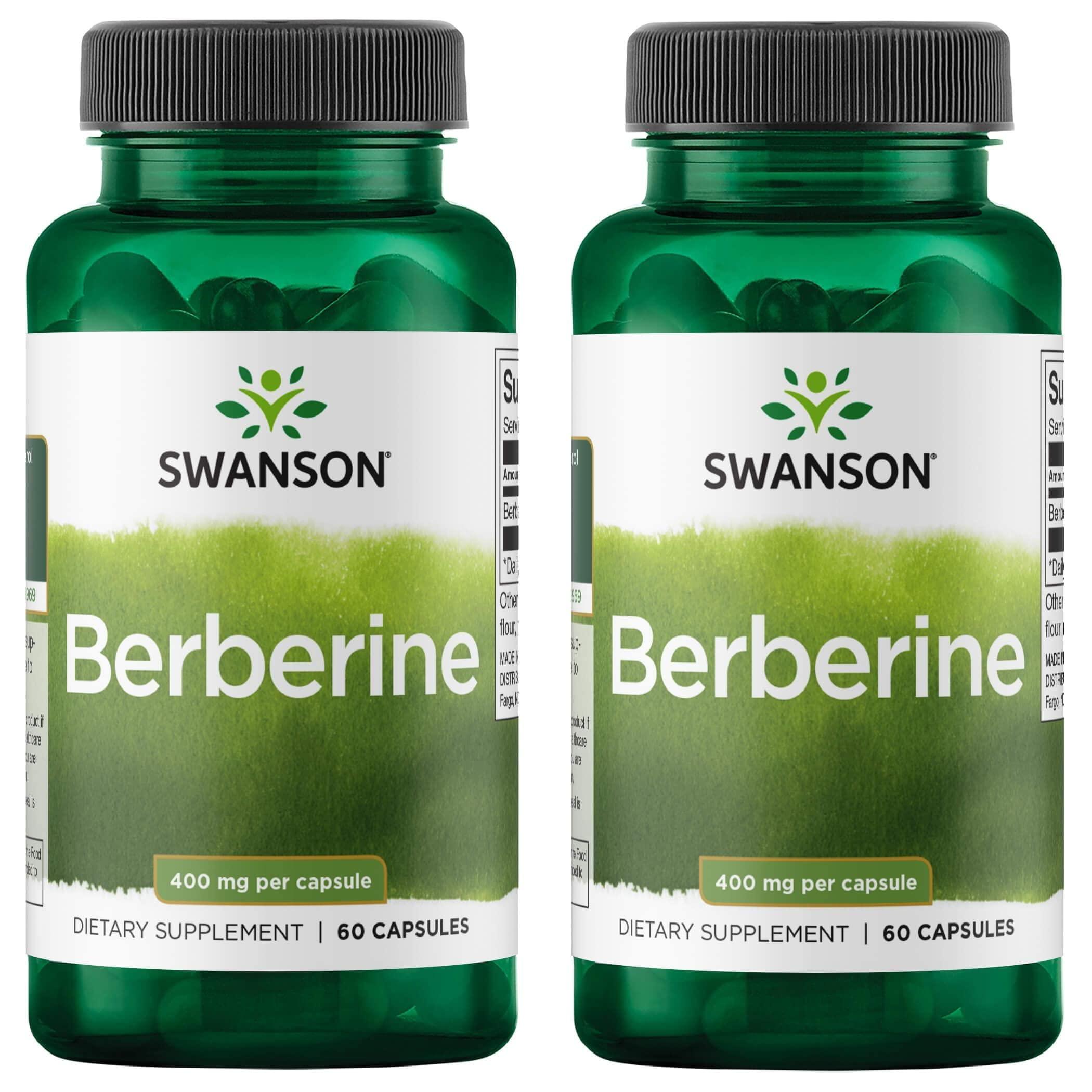 Swanson Swanson Berberine Supplement - 400 mg Each, 60 Capsules - Berberine HCl with Overall Wellness Support (2 Pack)