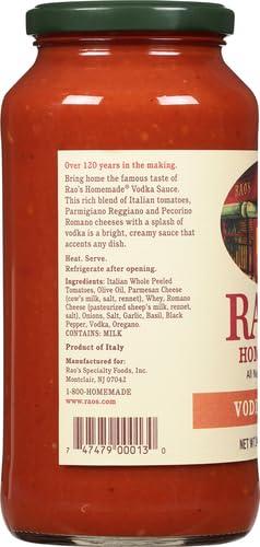 Rao's Homemade Rao's Homemade Vodka Sauce | 24 oz | Creamy Tomato Sauce | Pasta Sauce | Carb Conscious, Keto Friendly | All Natural, Premium Quality | With Parmigiano Reggiano and Pecorino Romano Cheeses & Vodka