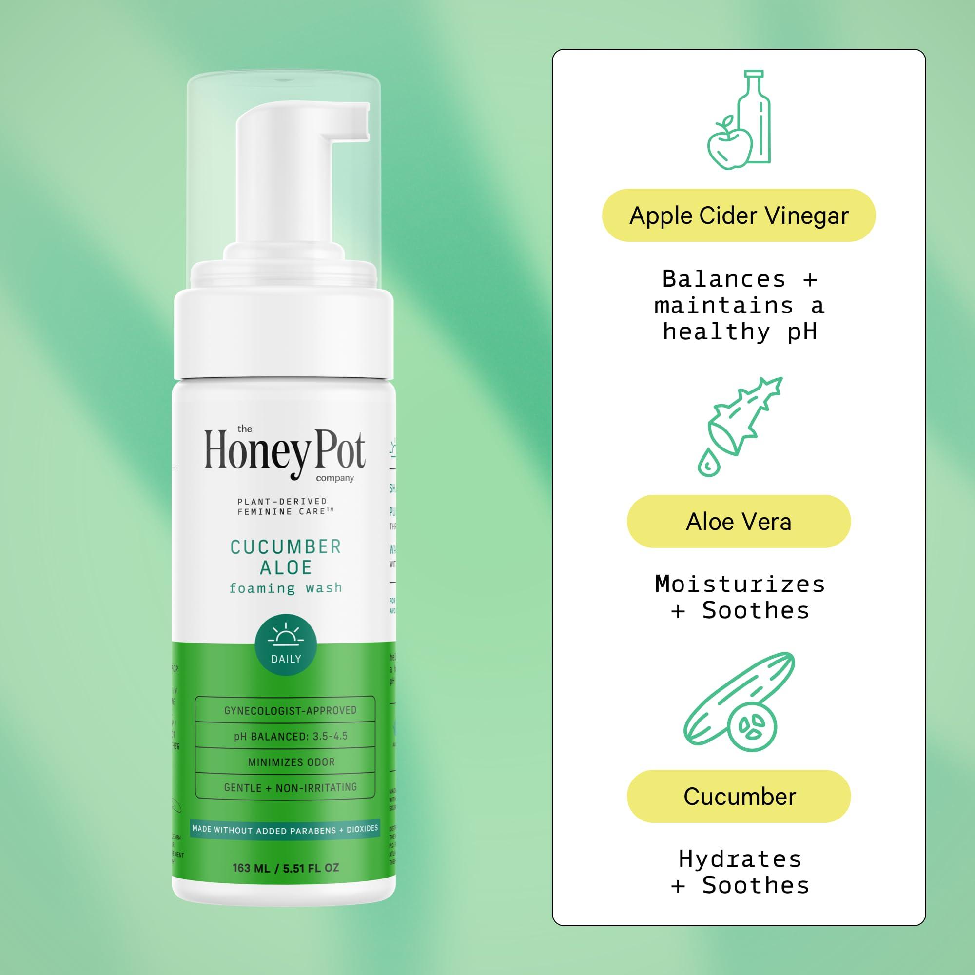 The Honey Pot The Honey Pot Company - Feminine Wash - Herbal Infused - Sensitive Skin Types - PH Balanced Plant Based Hygiene Products - Cucumber Aloe - 5.51 Fluid Oz.