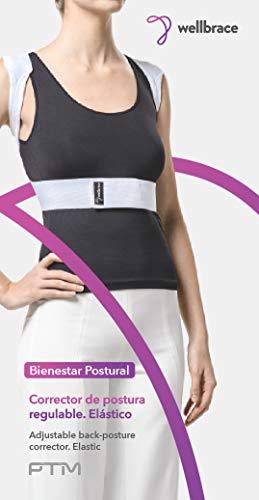PTM - Performance Technology Movement PTM Wellbrace - Adjustable Back-Posture Corrector - Elastic - Different Sizes & Adjustable for Custom Fitting & Comfort -For Cervical, Thoracic and/or Lumbar pain - For Women & Men (Medium)