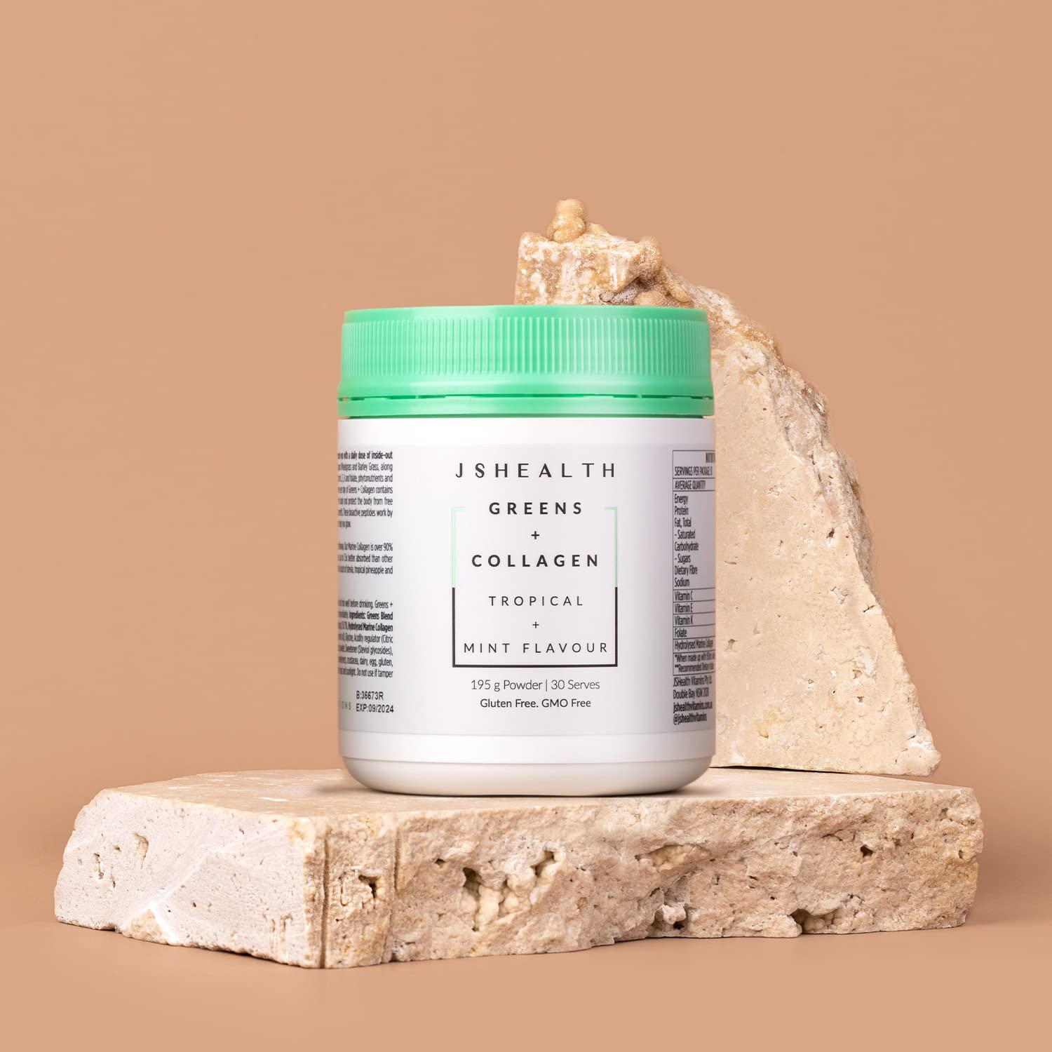 JSHealth JSHealth Super Greens Powder - Greens & Collagen Powder - Superfood Powder with Marine Collagen Peptides, Vitamins & Veggies, 30 Servings