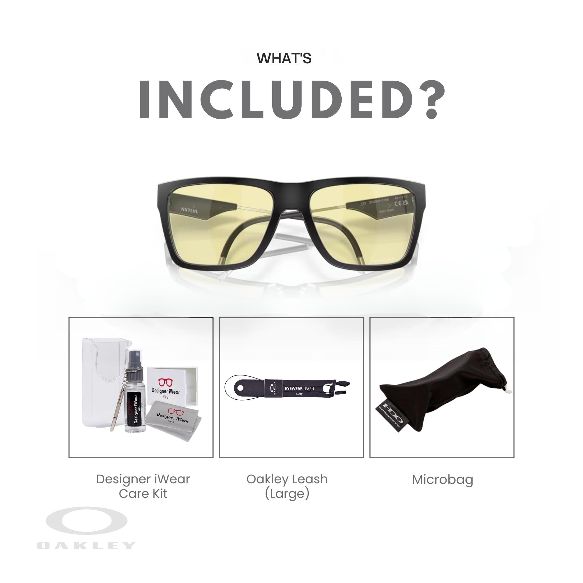 Oakley Oakley NXTLVL OO9249 Gaming Collection 924901 58MM Satin Black/Prizm Rectangular Blue Light Blocking Glasses for Men + BUNDLE Accessory Leash + BUNDLE with Designer iWear Eyewear Kit