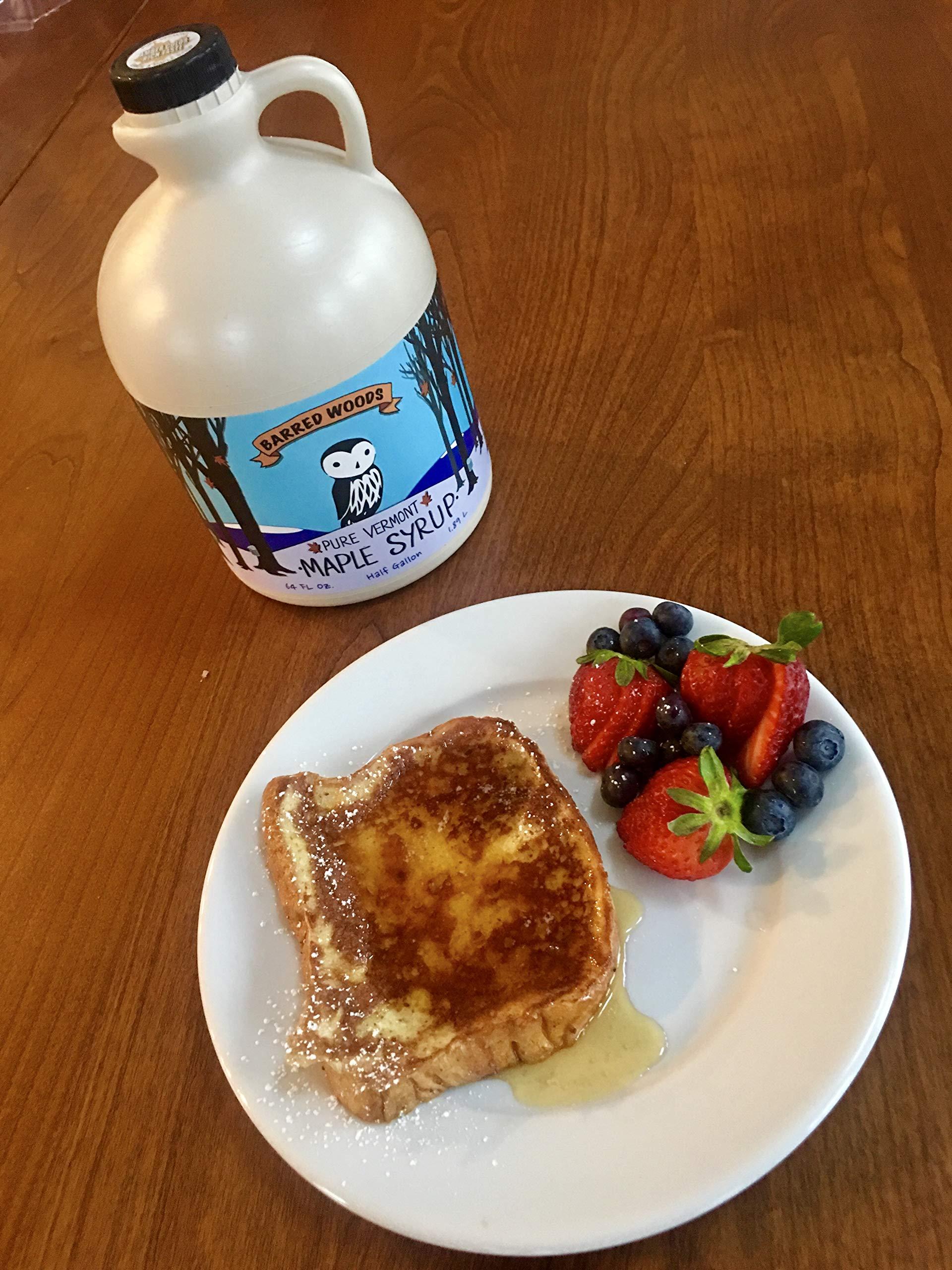 Barred Woods Maple Products Organic Vermont Maple Syrup - Pure and All Natural - One Pint Jug (16 oz) - Grade A Amber Rich - From Barred Woods Maple