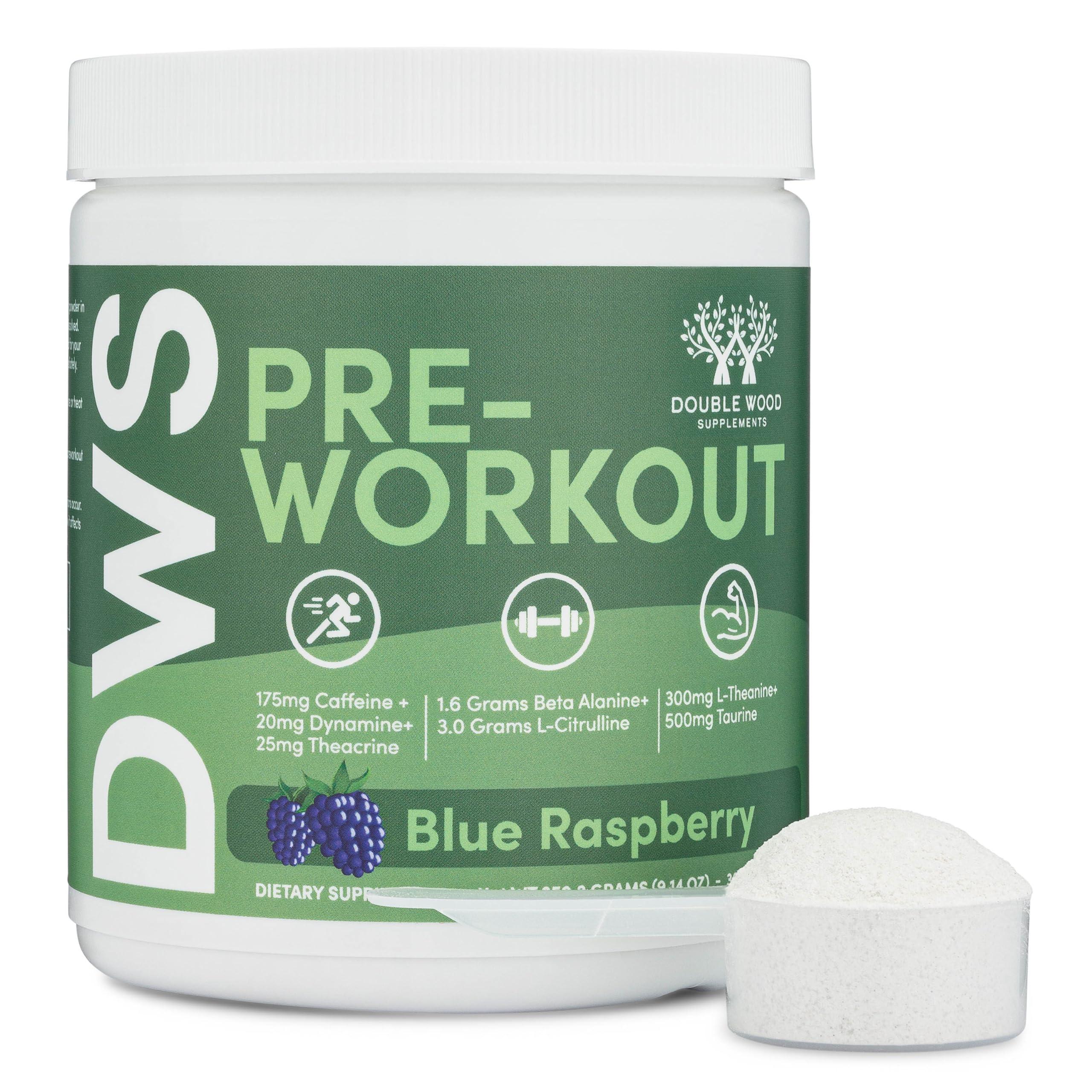 Double Wood Supplements Pre Workout Powder for Men & Women (30 Servings of Caffeine, Beta Alanine, L-Citrulline, Dynamine, L-Theanine, Taurine, Theacrine, & More) Preworkout Powder with Scoop by Double Wood (Blue Raspberry)