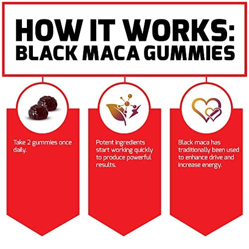 Force Factor Force Factor Black Maca Gummies, 3-Pack, Black Maca Root to Enhance Male Vitality, Increase Energy & Strength, with BioPerine for Superior Absorption, Delicious Passion Berry Flavor, 180 Gummies