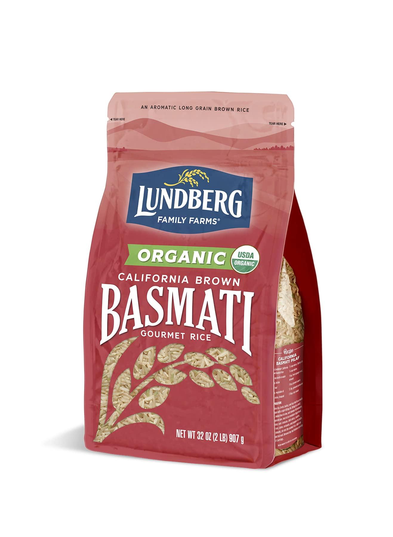 Lundberg Lundberg Basmati Rice, Organic Long Grain Brown Rice - Non-Sticky, Fluffy Aromatic Rice Grown in California, Pantry Staples, 32 Oz