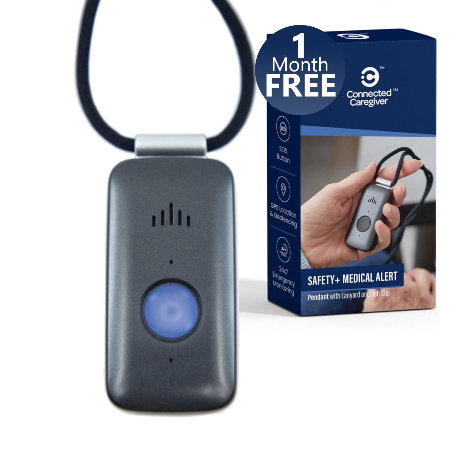 Connected Caregiver Safety+ 4G Medical Alert System: Fall Detection, GPS Location, 24/7 Monitoring, Mobile Caregiver App, Small, Lightweight-Call to Activate Wireless Call Button, Personal Safety, Wearable Panic Button