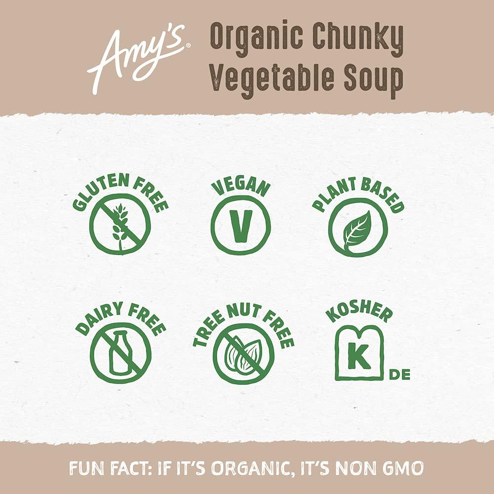 Amy\'s Amys Soup, Vegan Chunky Vegetable Soup, Gluten Free, Made with Organic Vegetables, Canned Soup, 14.3 Oz