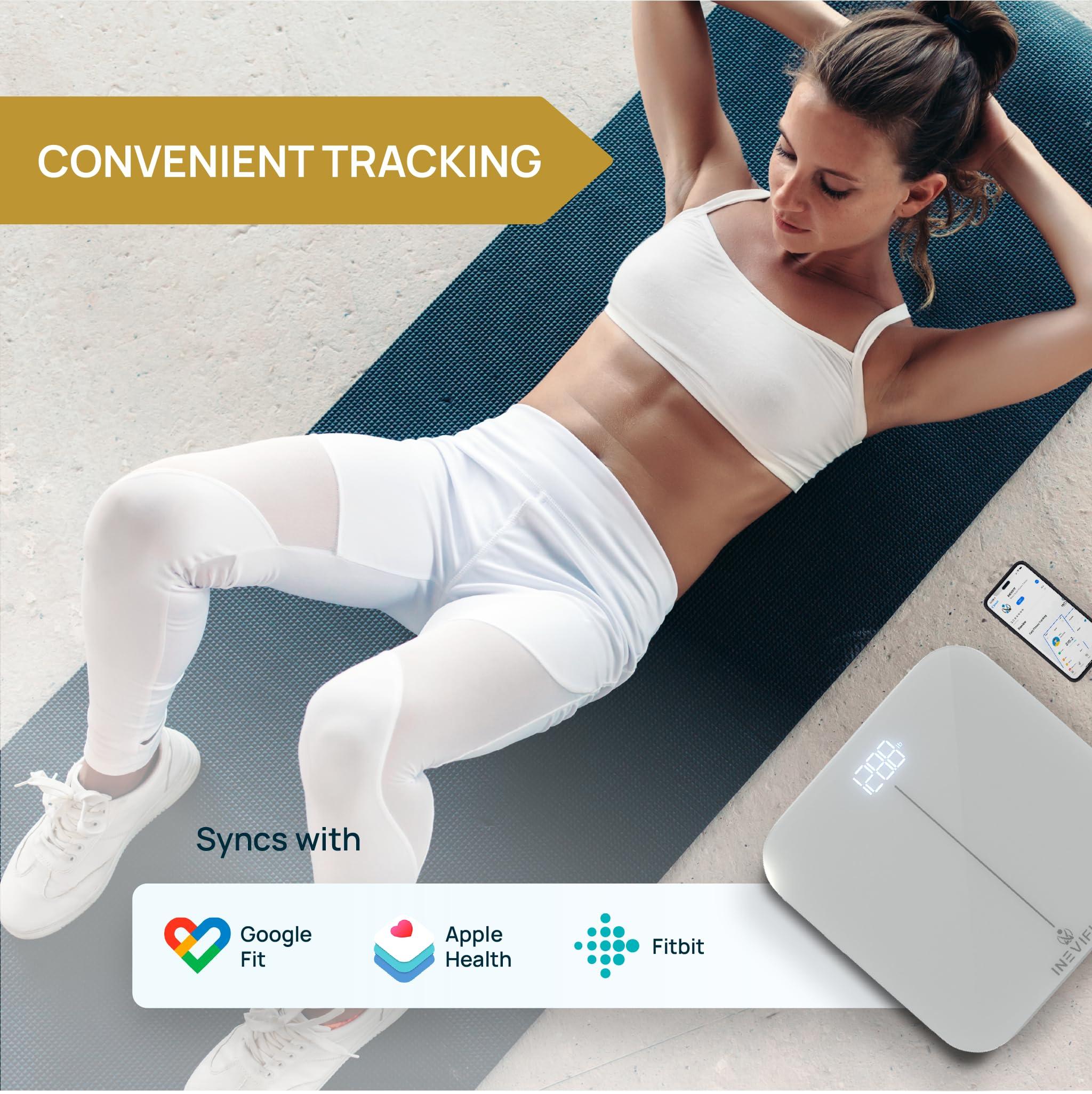 inevifit INEVIFIT Smart Premium Bathroom Scale, Highly Accurate Bluetooth Digital Bathroom Body Weight Scale, Precisely Measures Weight & BMI for Unlimited Users