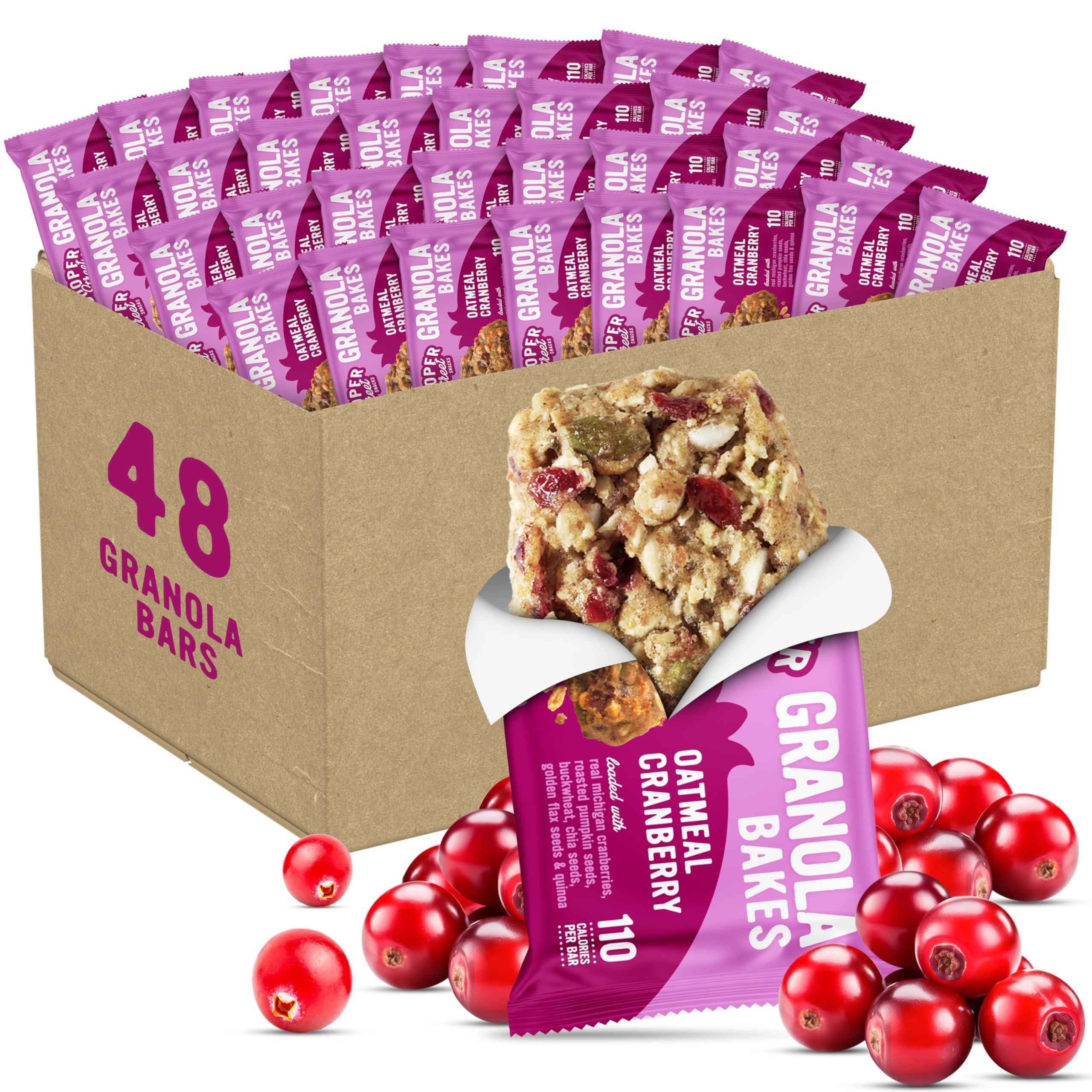 COOPER STREET Cooper Street Granola Cookie Bake - Chewy Granola Bars with Chia, Flax, Buckwheat and Oats in Delicious Oatmeal Cranberry Flavor | Individually Wrapped Healthy Breakfast Bars | 1 oz | 48 Pack