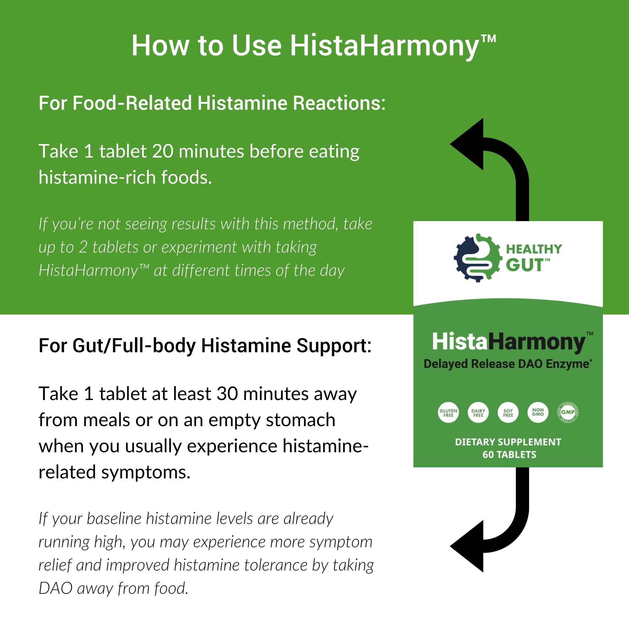 Healthy Gut, LLC Healthy Gut HistaHarmony | Delayed Release DAO Diamine Oxidase Histamine Support Enzyme | 30,000 HDU | 60 Servings