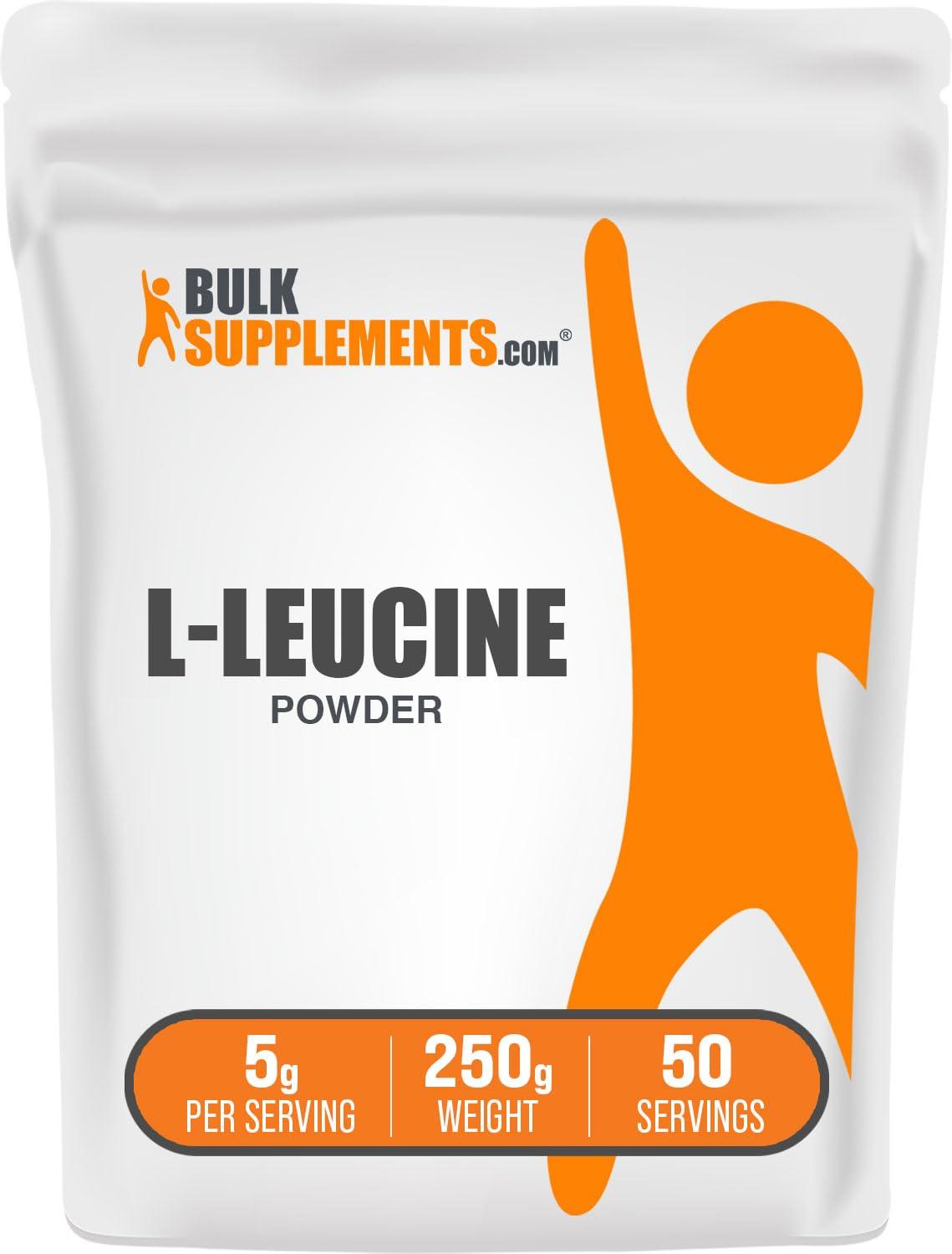 BulkSupplements BulkSupplements.com L-Leucine Powder - Leucine Supplements, Leucine Amino Acid - BCAA Supplements, Leucine Powder - Unflavored, 5000mg per Serving, 250g (8.8 oz) (Pack of 1)