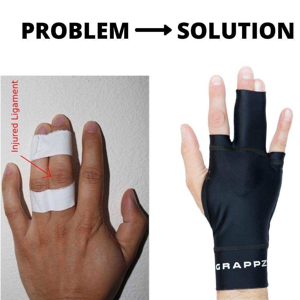 Grappz Grappz Multi-use Middle Finger Splint for Finger Support | Hand and Finger Brace Compression Gloves for Pain Relief & Protection from Injuries | Tape Alternative Athletic Gloves Unisex-Black XX-Large
