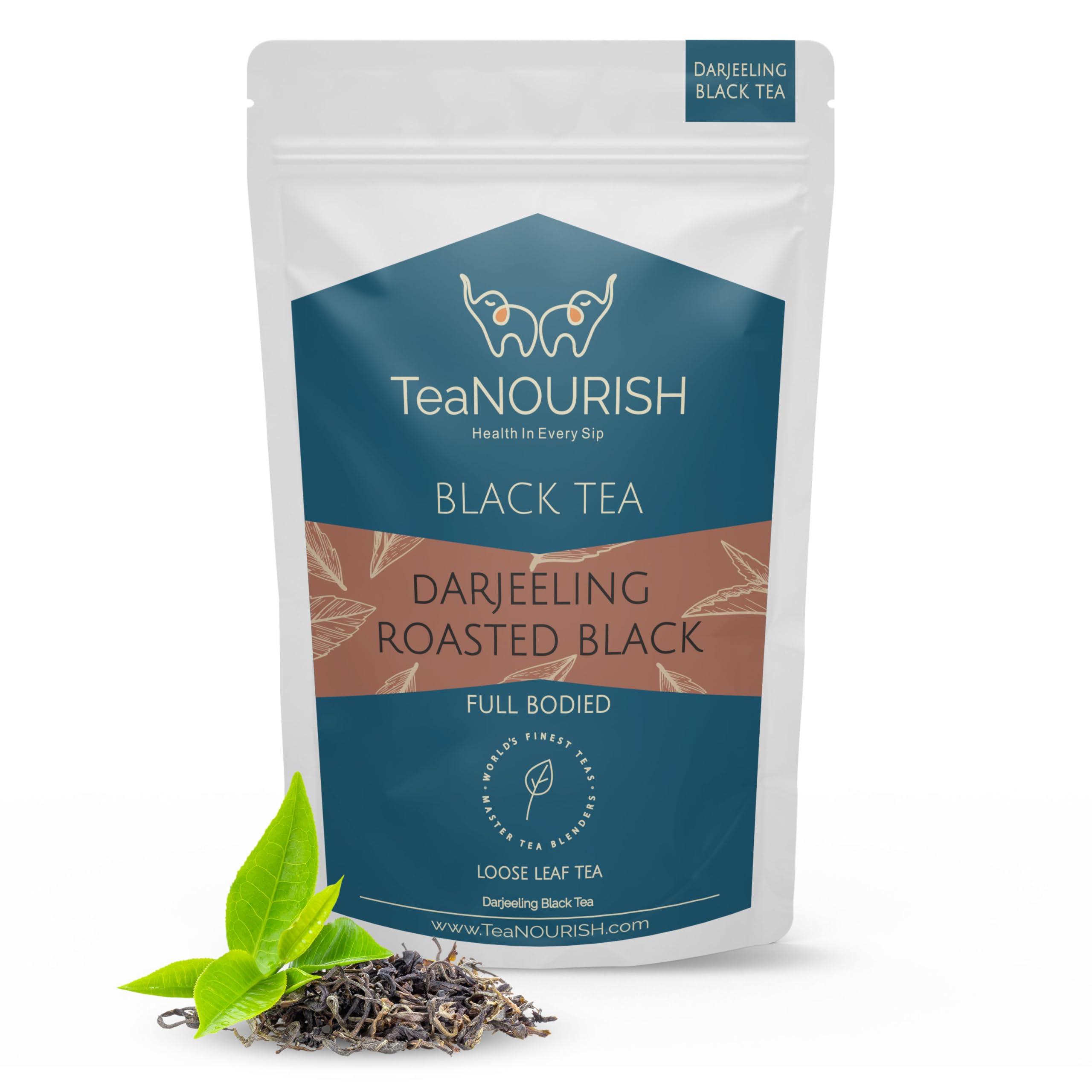 TEANOURISH TeaNOURISH Darjeeling Roasted Black Tea | Darjeeling Loose Leaf Tea | Full Bodied & Robust | Freshly Sourced From Single Estate | Brew as Hot or Iced Tea - 3.53oz/100g