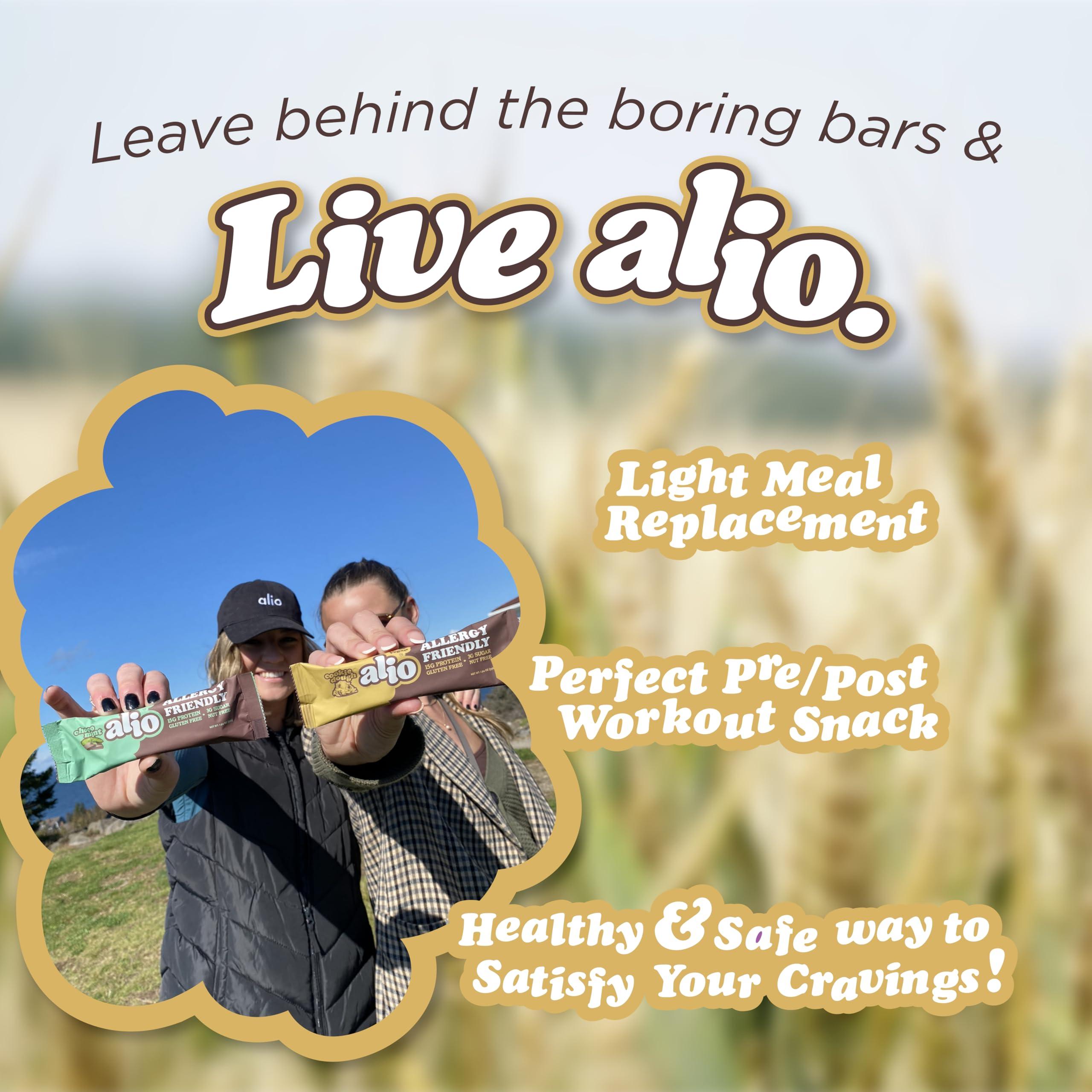Live Alio Alio: Cookie Dough - Top 9 Allergen Free Protein Bar | High Protein | Nut Free | Low Calorie | Vegan | Gluten Free | non-GMO | Plant Based | Amazing Taste! 12 Bars in a Box