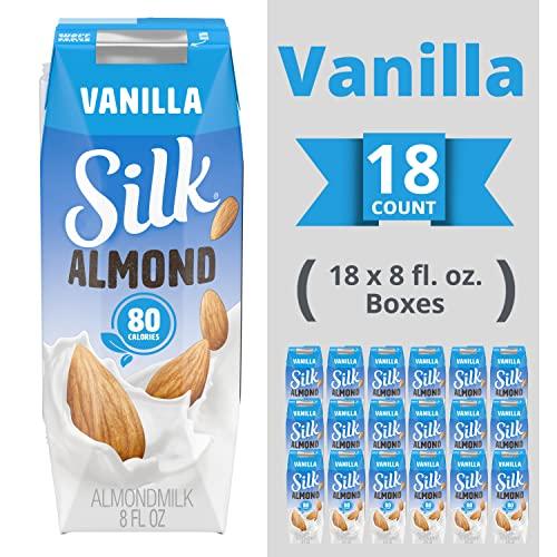 Silk Silk Shelf-Stable Almond Milk Singles, Vanilla, Dairy-Free, Vegan, Non-GMO Project Verified, 8 Oz, 6 Pack (Pack of 18)