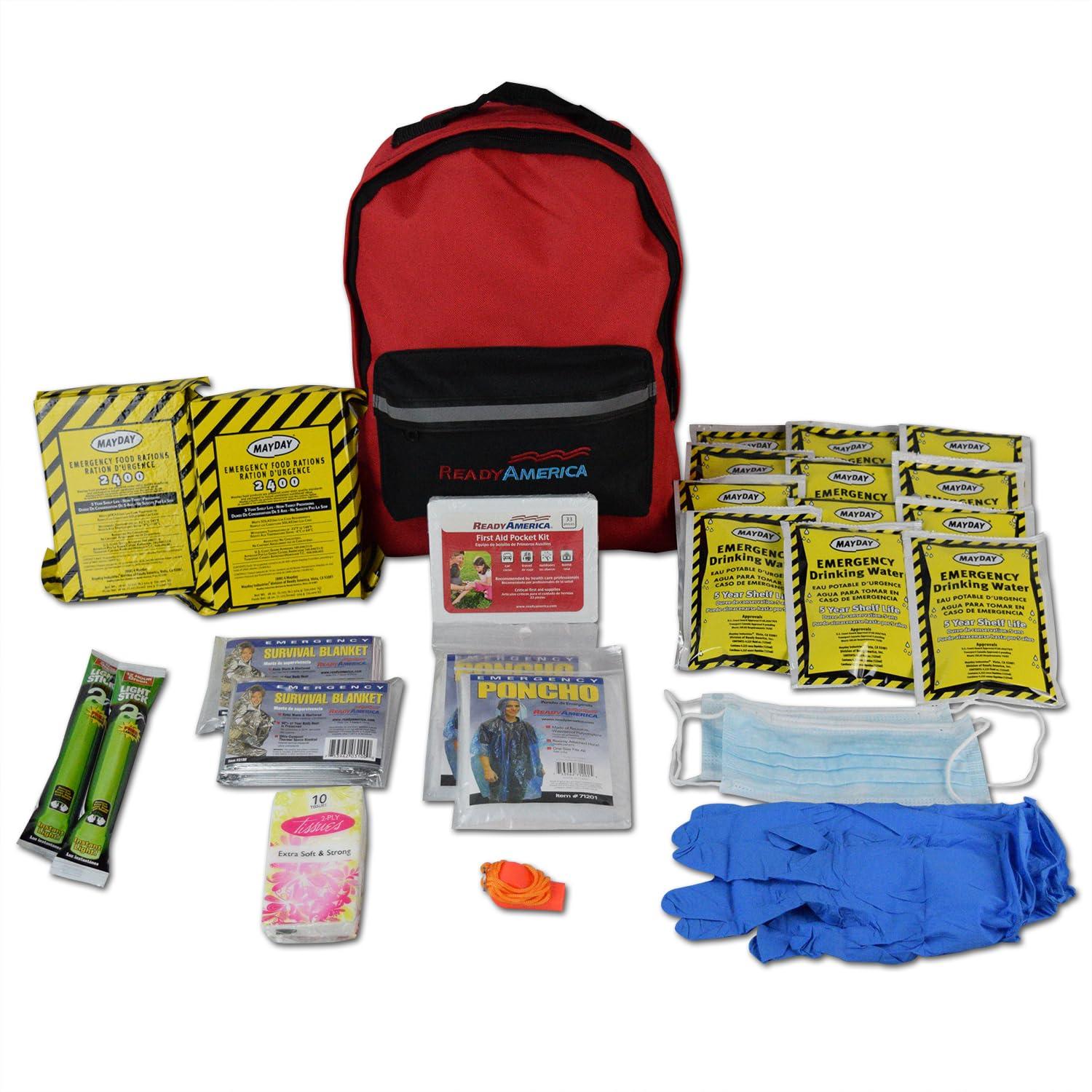 Ready America Ready America 70280 72 Hour Emergency Kit, 2-Person, 3-Day Backpack & Datrex Emergency Water Packet 4.227 oz - 3 Day/72 Hour Supply (18 Packs), White