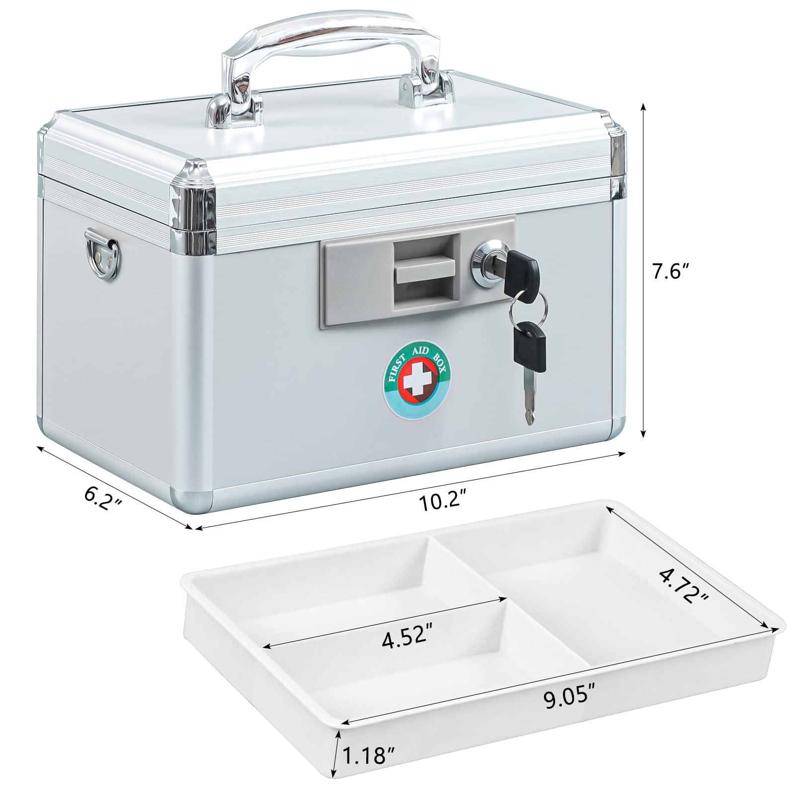 KYODOLED KYODOLED Locking Key Medicine Box,First Aid Key Safe Box with Lock,Key Medication Storage Lock Box for Drugs Use, 10.2\'\' x 6.2\'\' x 7.7\'\' White