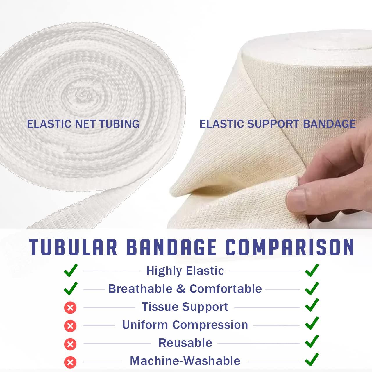 EVERLIT EVERLIT Elasticated Tubular Support Bandage | Stockinette Tubing for Large Arm, Knees, Legs | Light to Moderate Compression Bandage Roll for Tissue Support (Size F | 4\" x 11 yd)
