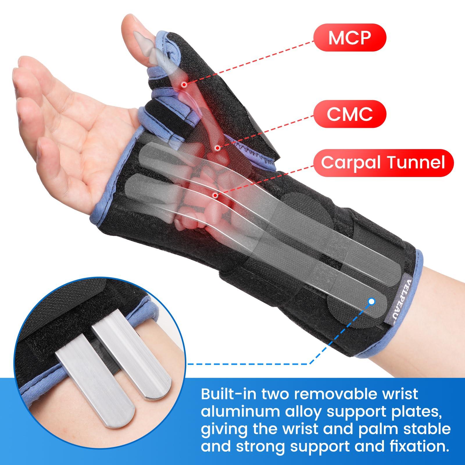 Velpeau Velpeau Carpal Tunnel Wrist Brace with Thumb Stabilizer Night Support, Completely Stabilizes Wrist Thumb Joint, Pain Relief for Tendonitis, De Quervain\'s Tenosynovitis, Arthritis (Reg, Left Hand, M)