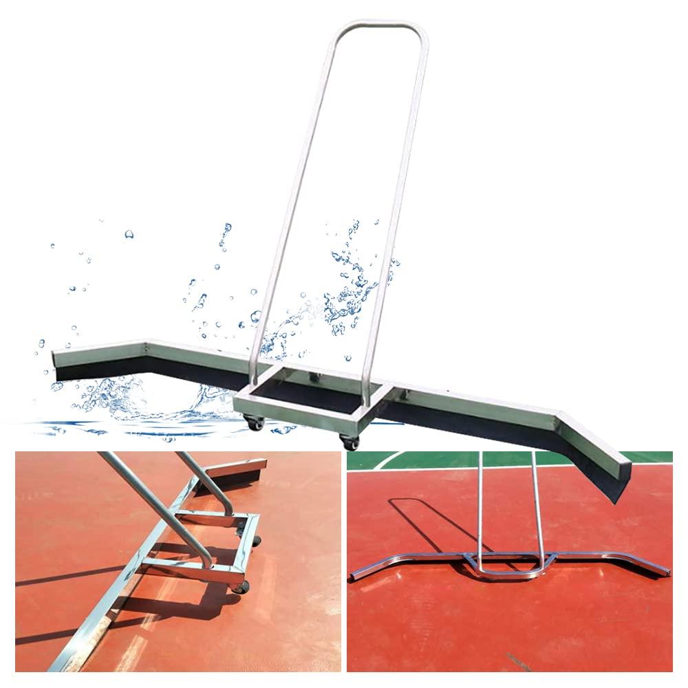 YIYIBYUS Tennis Court Squeegee Dew Broom, Heavy Duty Silver Water Pusher Stainless Steel Sweeper Tool Tennis Court Floor Surface Water Remover Tool