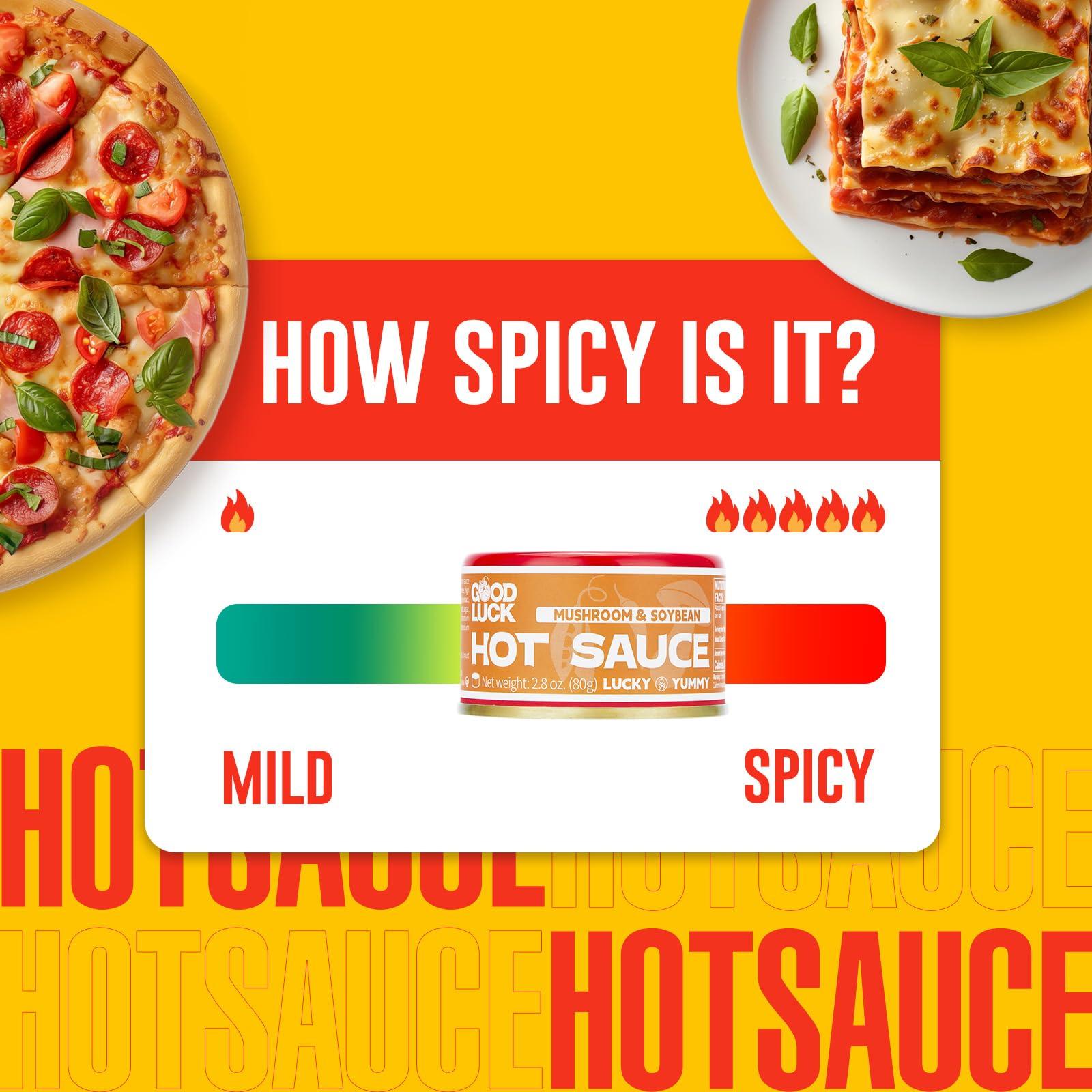 GOOD LUCK GOOD LUCK Mushroom Hot Sauce, Spicy Chili Oil and Chili Paste with High-Grade Mushroom Instant Mushroom Sauce, Chopped Chili Sauce,Fresh Pepper,Soybean,Garlic