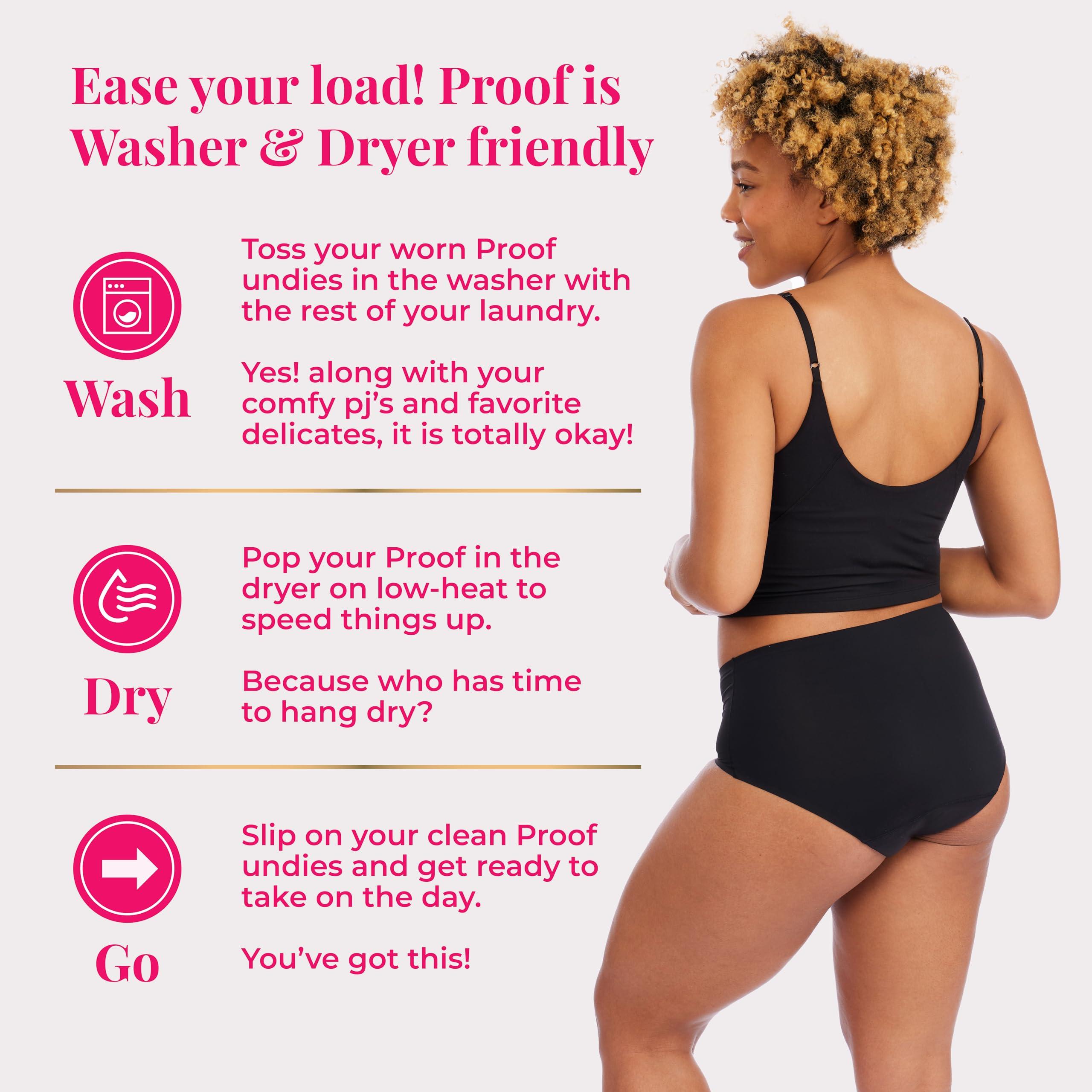 Proof. Proof. by Always Period Underwear 2pk Bundle, Super Heavy & Overnight High Rise Briefs - Medium - Washable Leakproof Period Panties for Women hold up to 7-9 Regular Tampons - Black