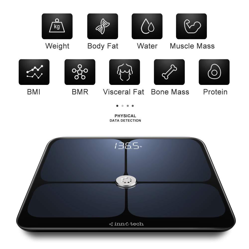 Innotech Innotech Smart Bluetooth Body Fat Scale Digital Weight Scales Body Composition BMI Analyzer with Free APP (Please Download The Latest Version), Compatible with Fitbit, Apple Health & Google Fit