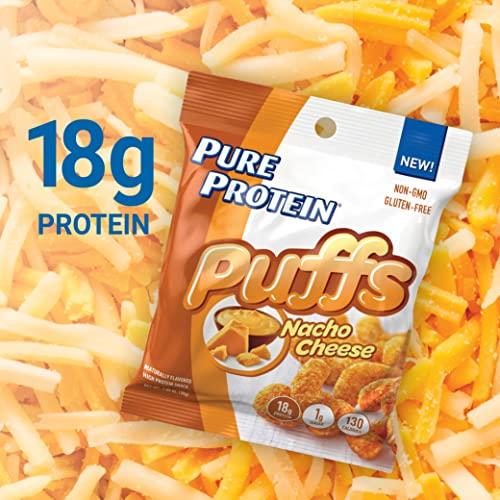 Pure Protein Pure Protein Puffs, High Protein Snack, 18G Protein, Nacho Cheese, 4 Count (Pack of 1)
