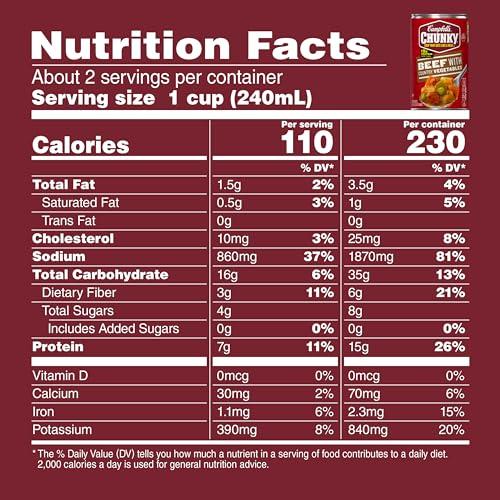 Campbell\'s Campbells Chunky Soup, Beef Soup with Country Vegetables, 18.8 Oz Can