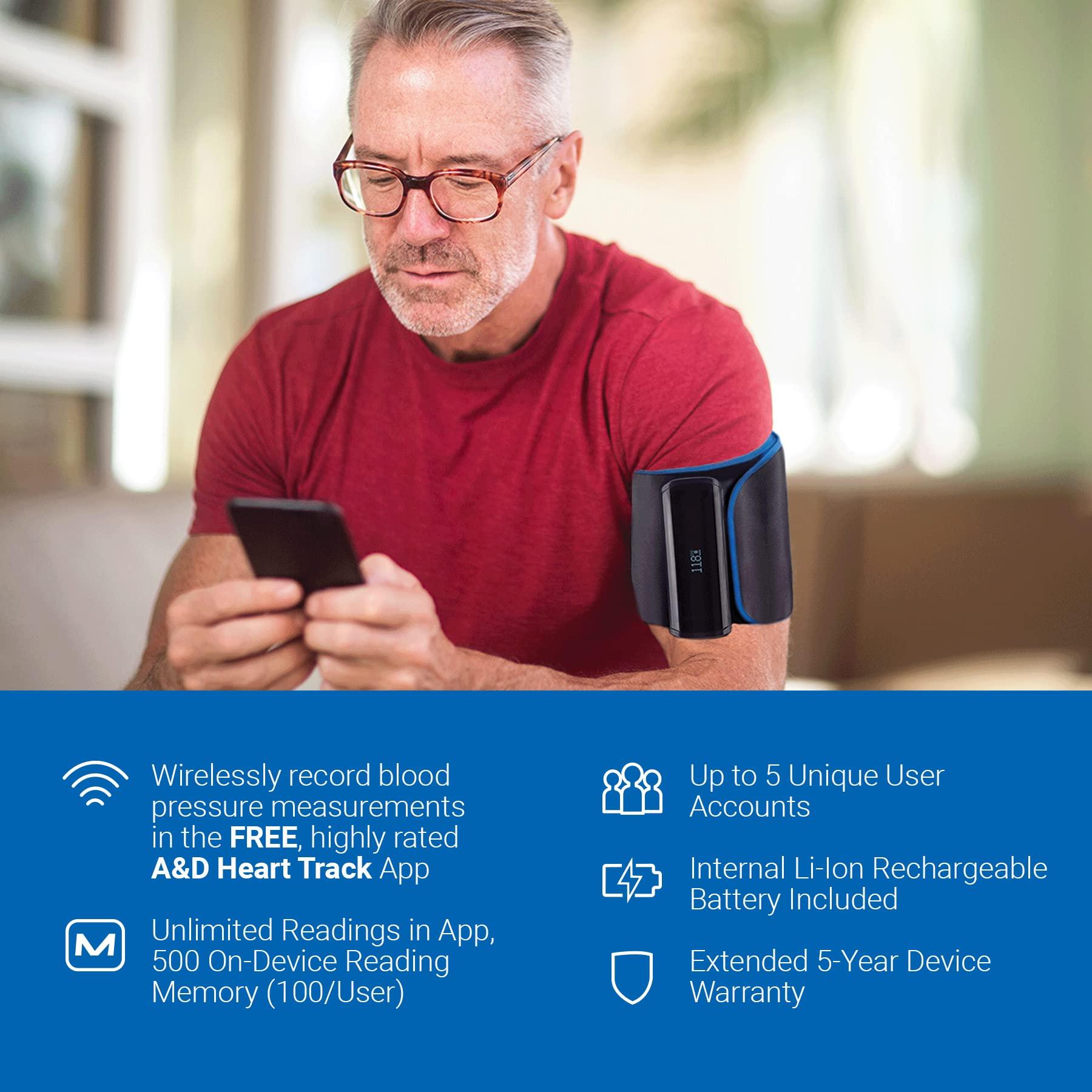 A&D Medical A&D Medical UltraConnect Upper Arm All-in-One Blood Pressure Monitor with Bluetooth, Blood Pressure Cuff (22 - 42 cm Range), One Click Operation