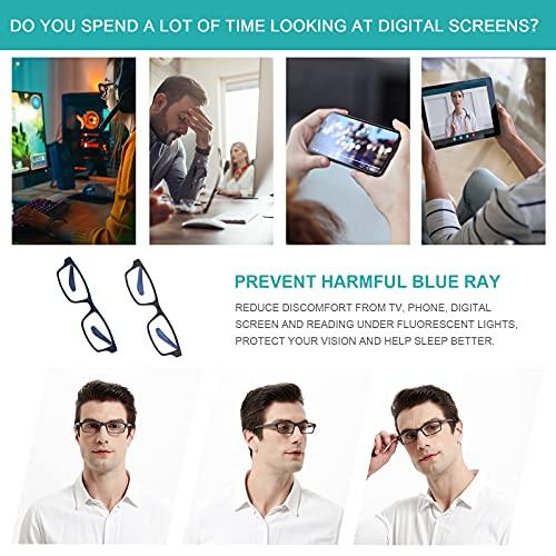 EYEURL EYEURL 2 Pack Reading Glasses for Women Men Neck Hanging Blue Light Blocking Glasses With Spring Hinges Eyeglasses Anti Glare UV Computer Readers Glasses,0.0