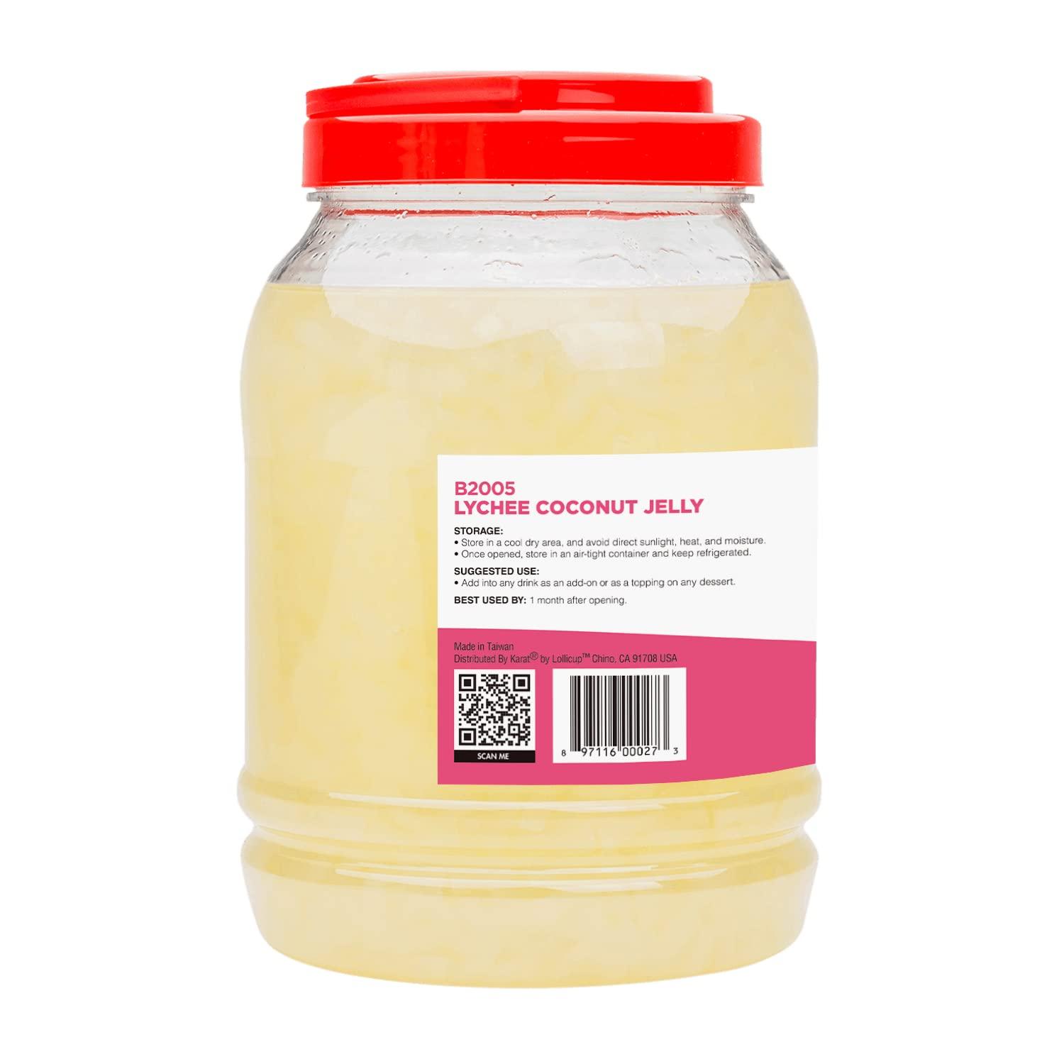 TEA ZONE Tea Zone B2005 Lychee Coconut Jelly for Beverage, Sweet, Ice Cream Topping- Jar (8.8 lbs)