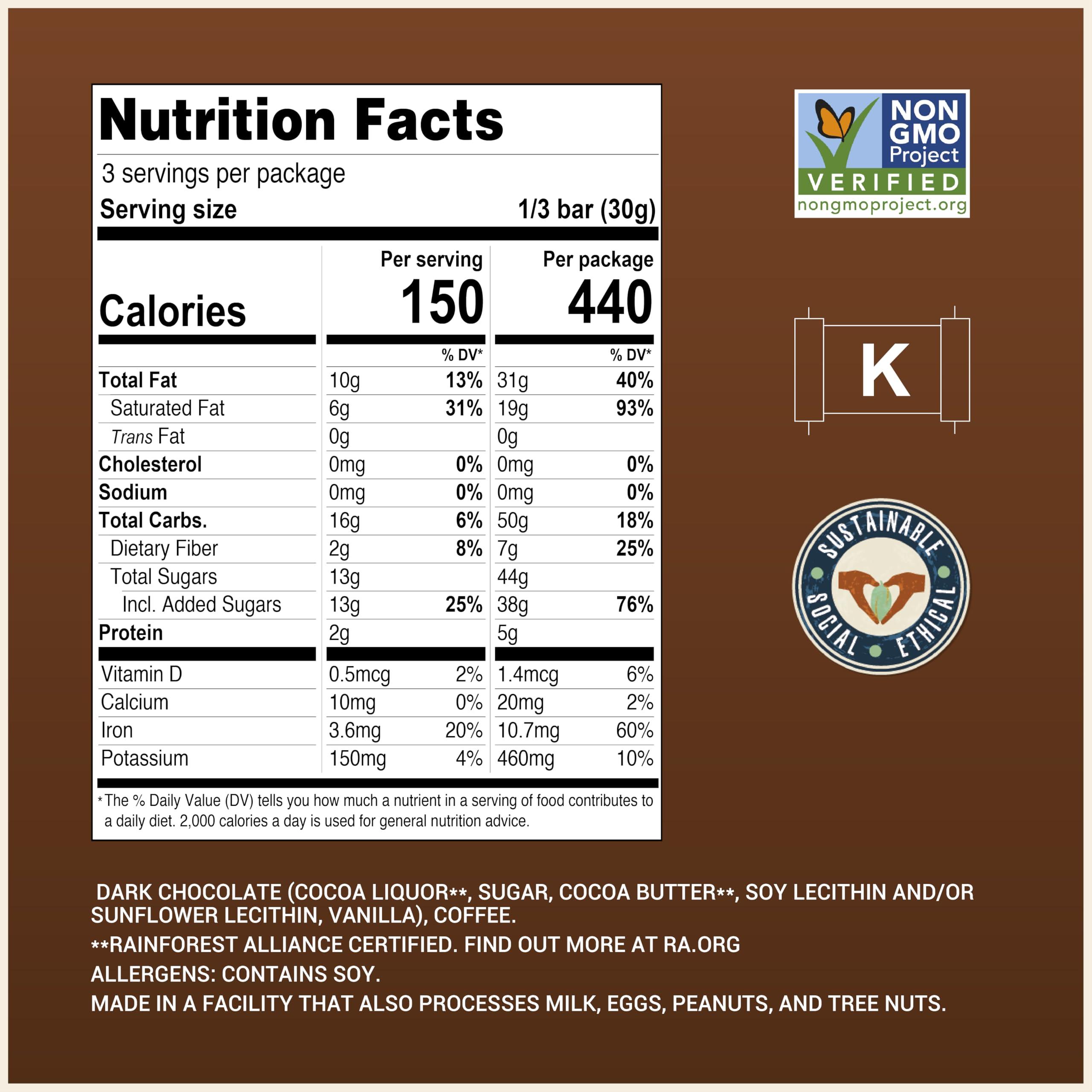 Chocolove Chocolove Coffee Crunch Dark Chocolate Bars | 55% Cocoa | Crunchy Coffee Bean Bits | Smooth & Sweet | Premium Belgian Dark Chocolate | Non GMO, Rainforest Alliance Certified, 3.2oz Bar (12 Pack)