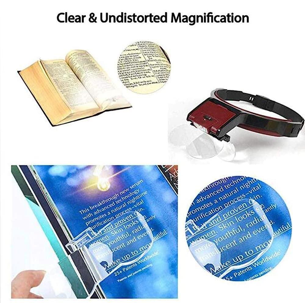KNOXC KNOXC Magnifiers, Hands Free Headband Magnifier with Led Light,1X to 4.5X Zoom with 5 Detachable Lenses-Head Mounted Head Magnifying Glasses with Light for Reading,Jewelry