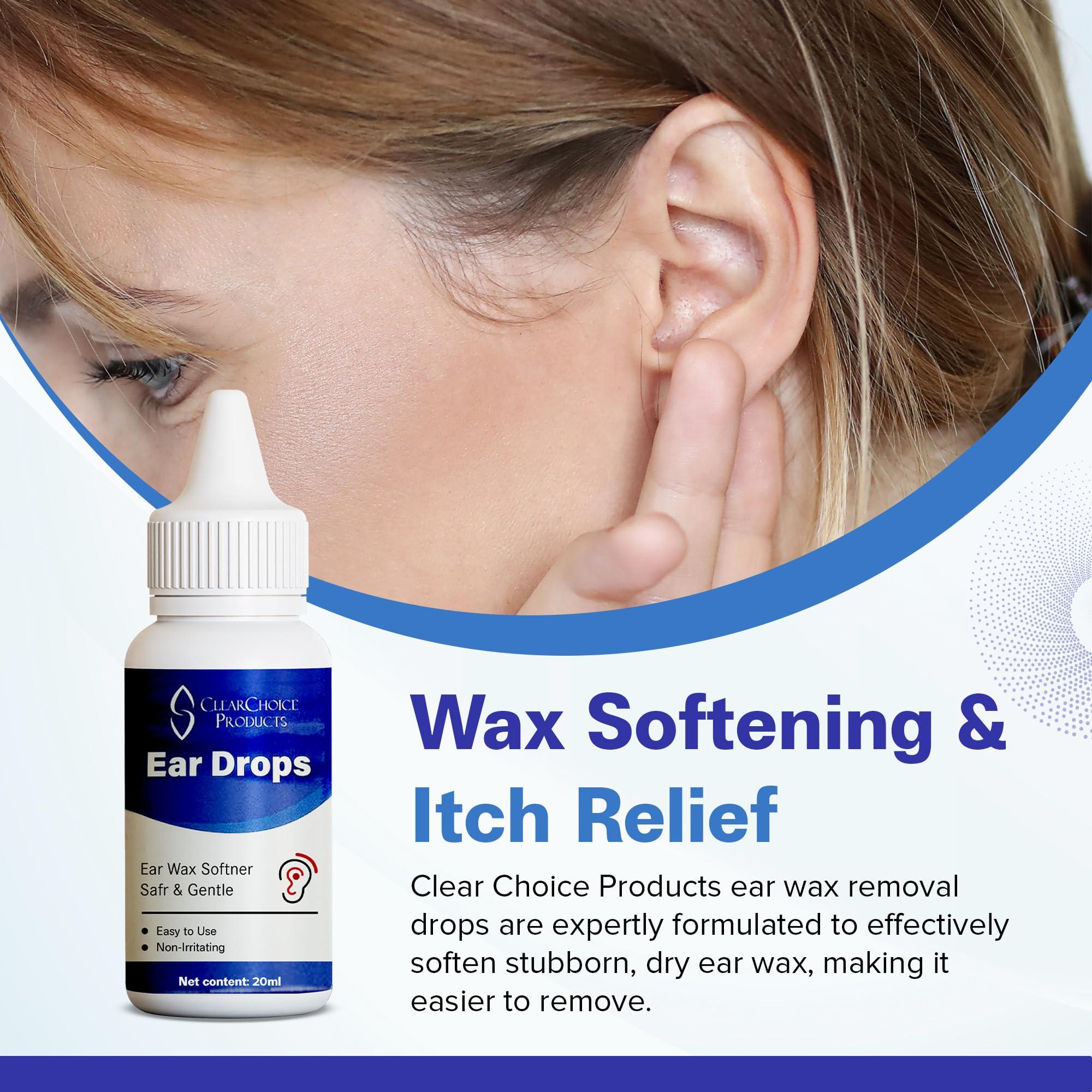 CLEARCHOICE PRODUCTS Organic Ear Wax Removal Drops for Clogged Ears Natural Ear Wax Cleaner Oil for Kid, Adult, Baby Earwax Removal Liquid Remedy for Unclogging Ears, Earache Relief, Ear Health