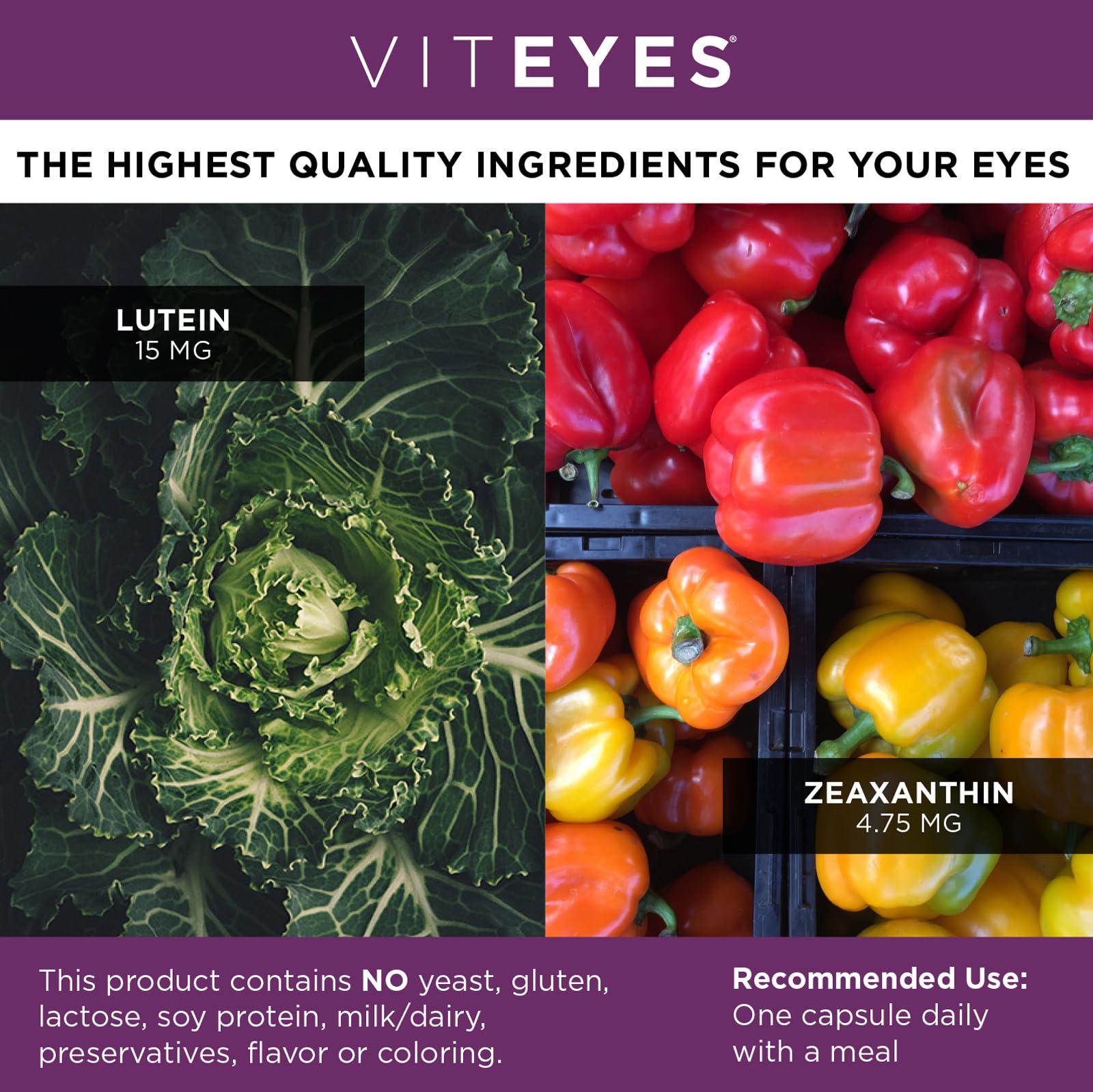 Viteyes Viteyes Essentials Eye Health Dietary Supplement, Lutein & Zeaxanthin for Macular Support, 90 Capsules