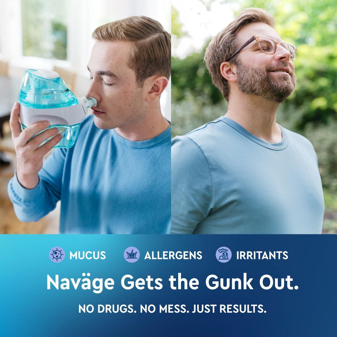 Navage Navage Travel Bundle Nasal Irrigation System - Saline Nasal Rinse Kit with 1 Nose Cleaner, 20 Salt Pods and Paisley Travel Bag